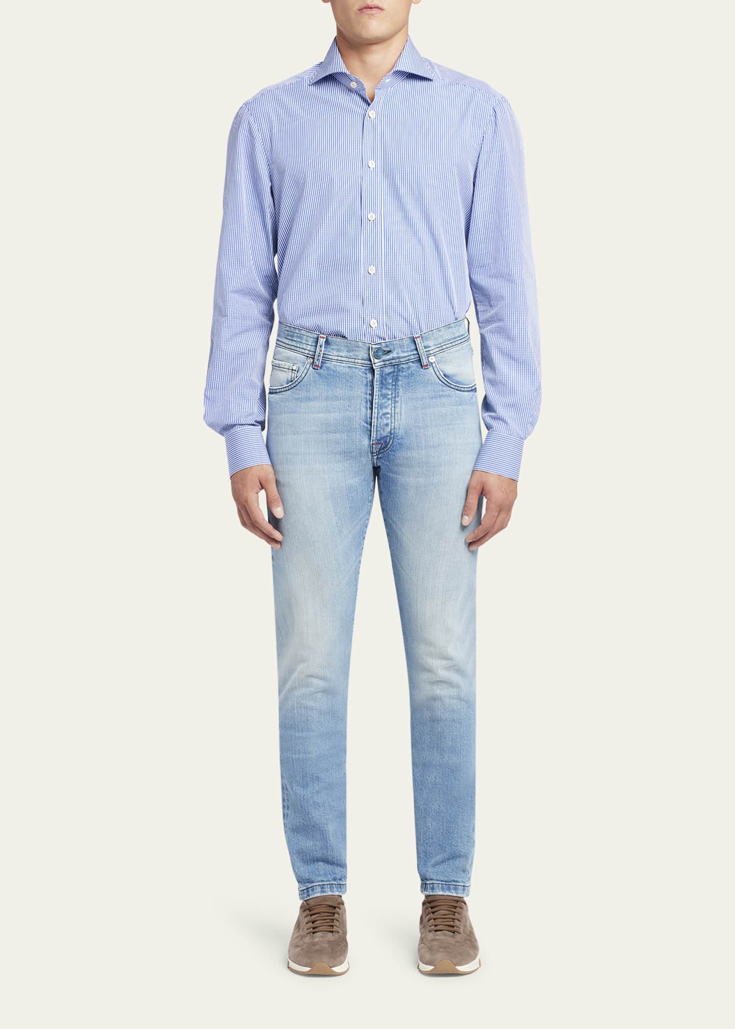 Kiton Men's Slim-Fit Light Wash 5-Pocket Jeans Image 2 of 5