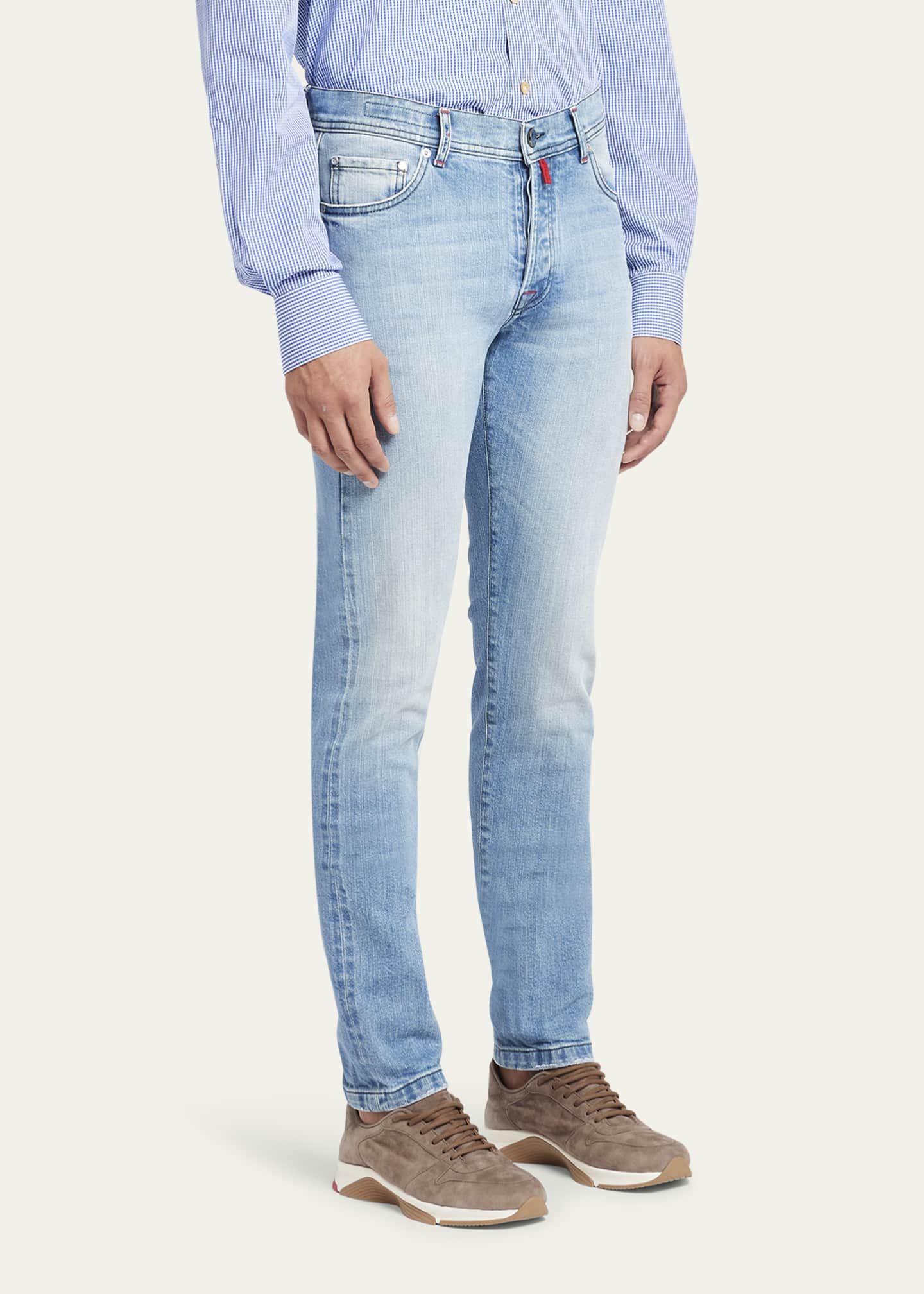 Kiton Men's Slim-Fit Light Wash 5-Pocket Jeans Image 4 of 5