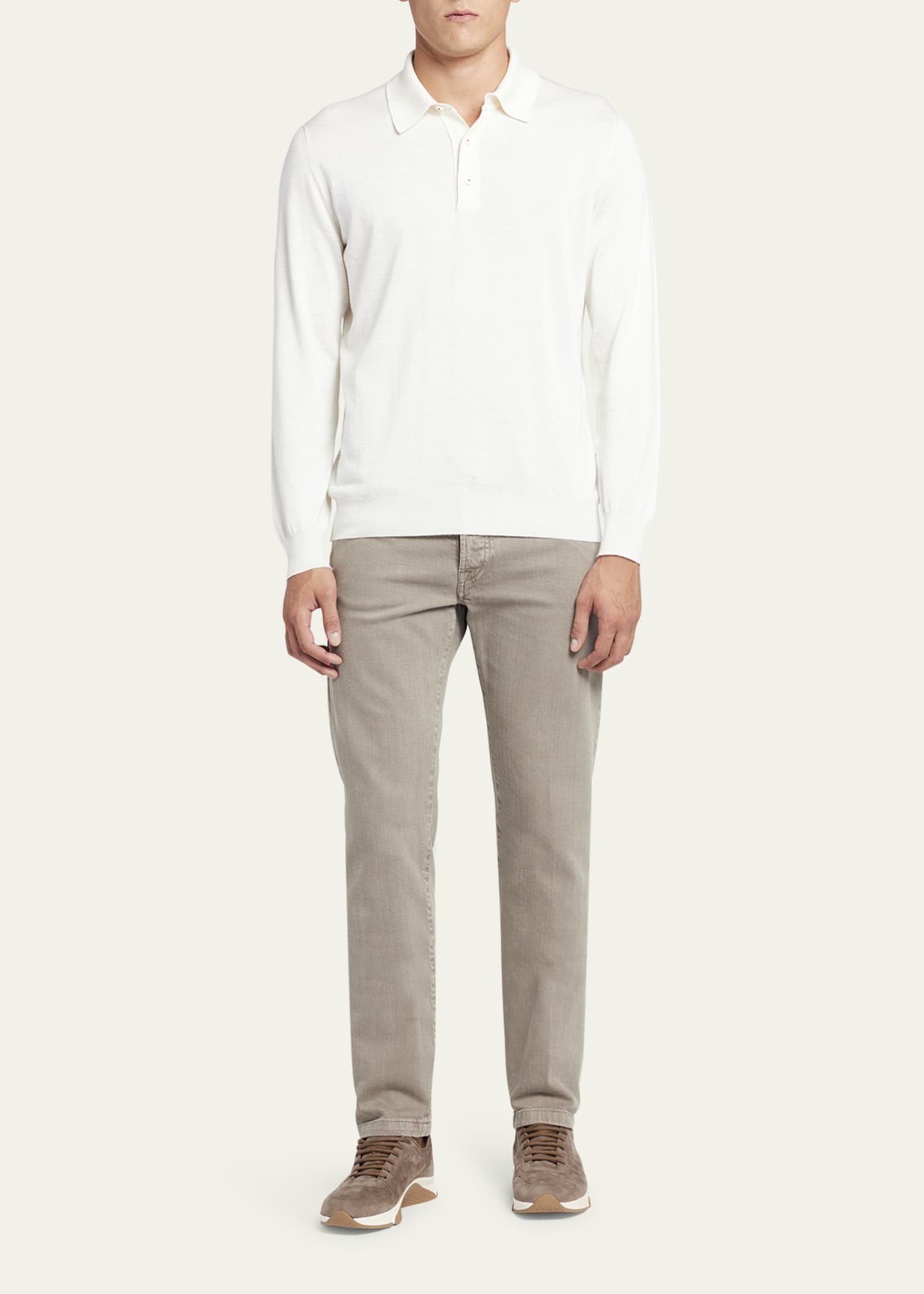 Kiton Men's Silk-Cashmere Blend Polo Sweater Image 2 of 5