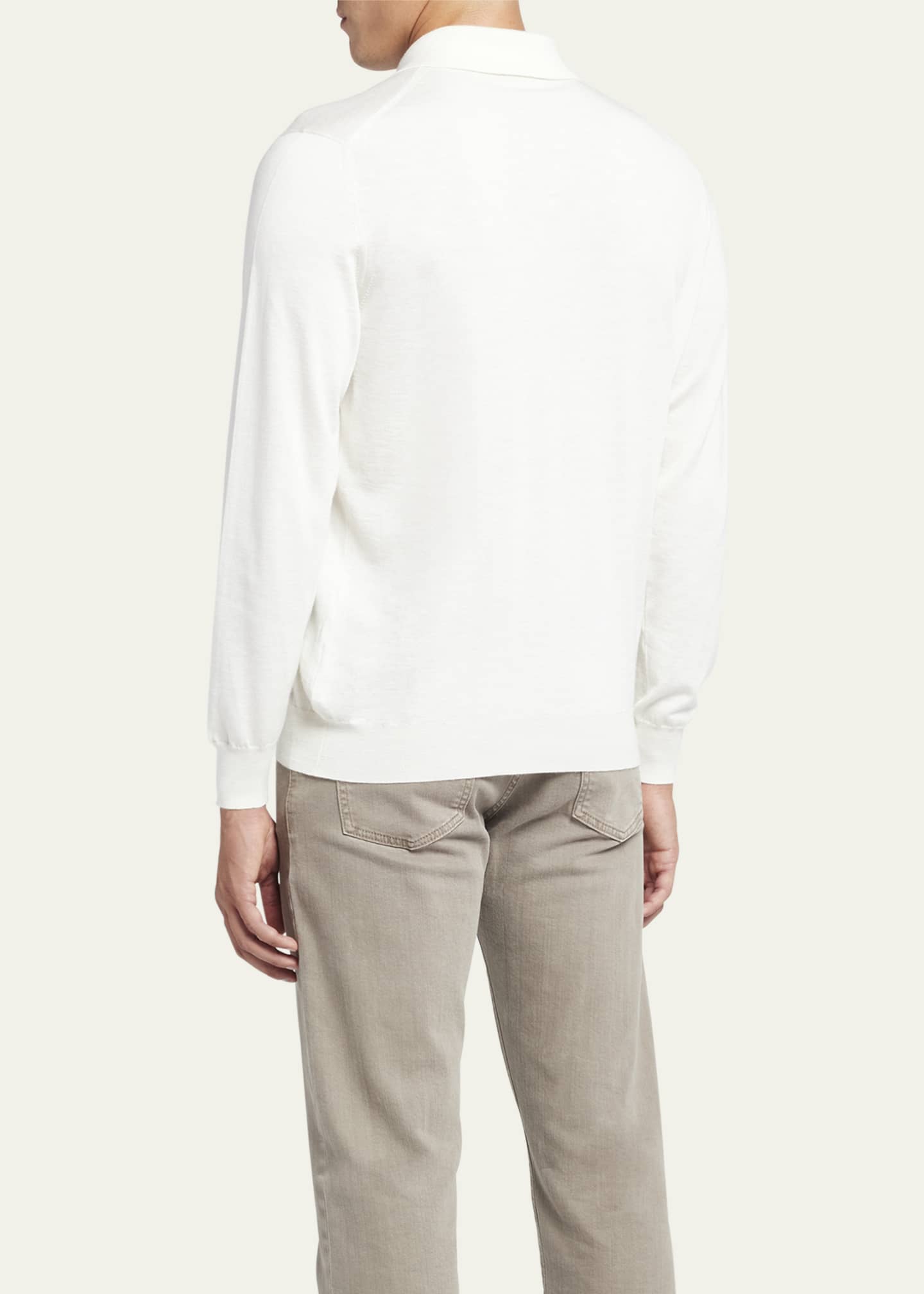 Kiton Men's Silk-Cashmere Blend Polo Sweater Image 3 of 5