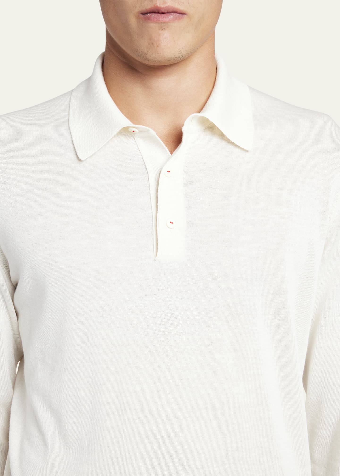 Kiton Men's Silk-Cashmere Blend Polo Sweater Image 5 of 5