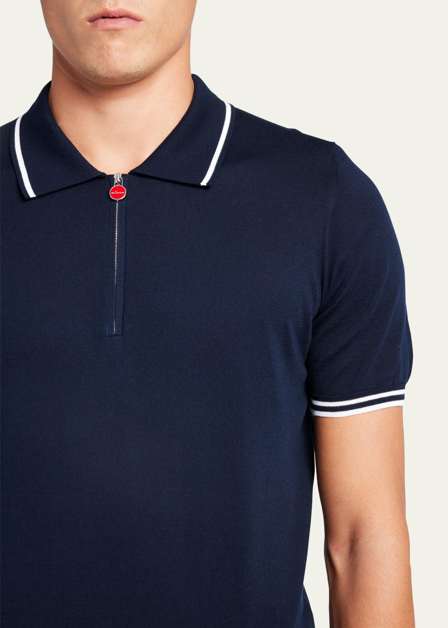 Ralph Lauren POLO SPORT Half-zip short-sleeve polo shirt, men's XL size cotton navy blue type Vintage Second Hand