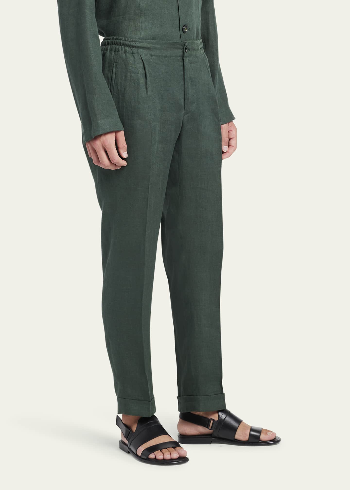Kiton Men's LinenStretch Pleated Pants Bergdorf Goodman