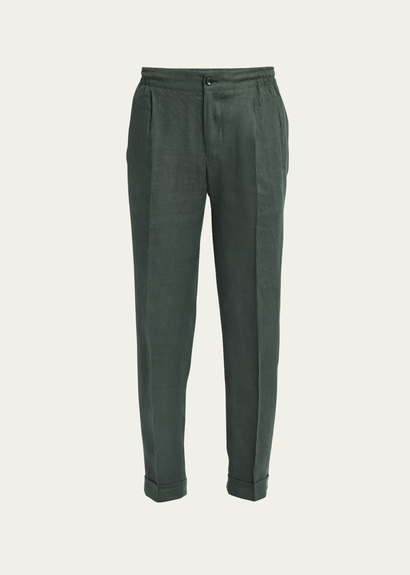 Kiton Men's LinenStretch Pleated Pants Bergdorf Goodman