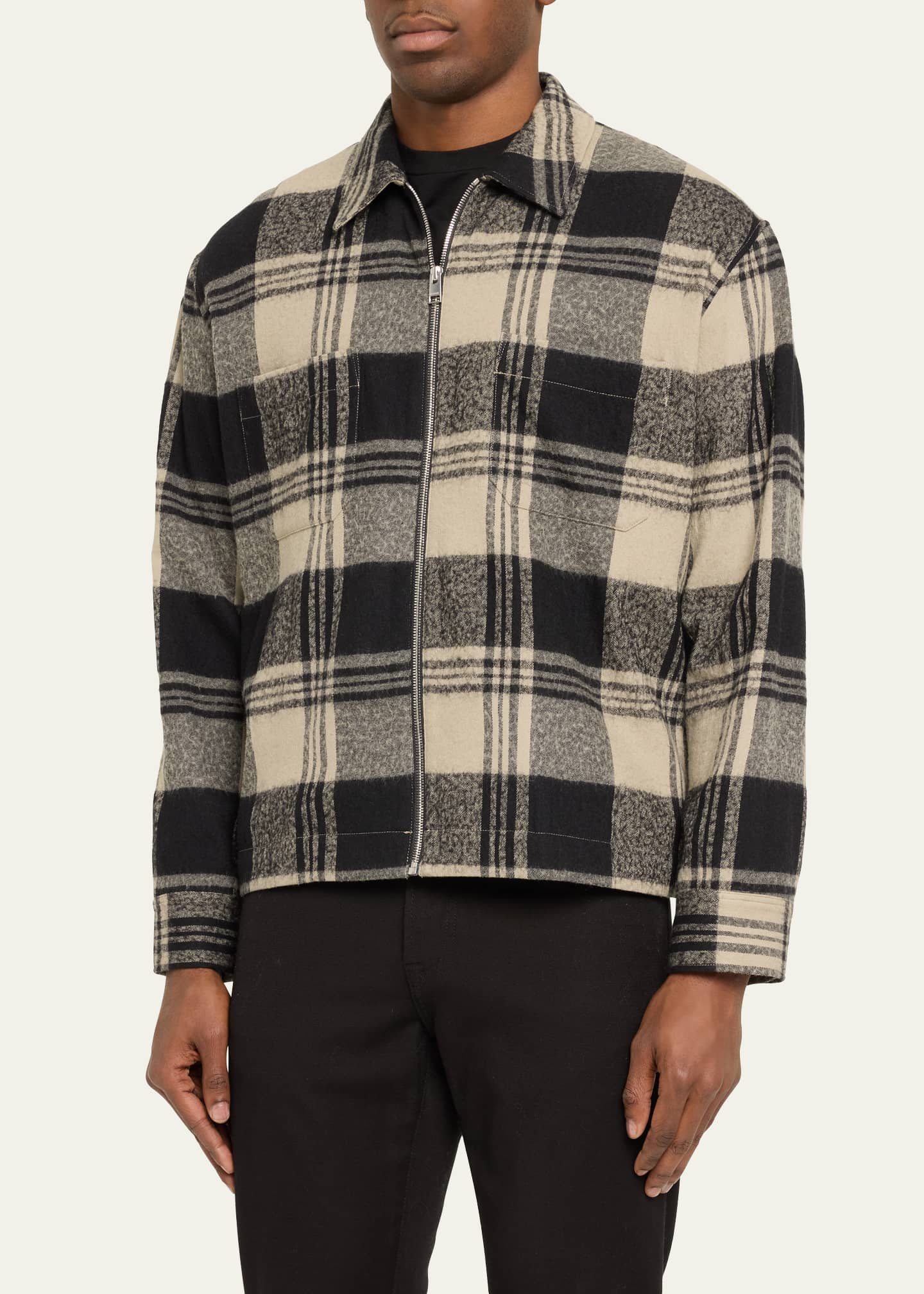 FRAME Men's Plaid Zip Overshirt Image 4 of 5