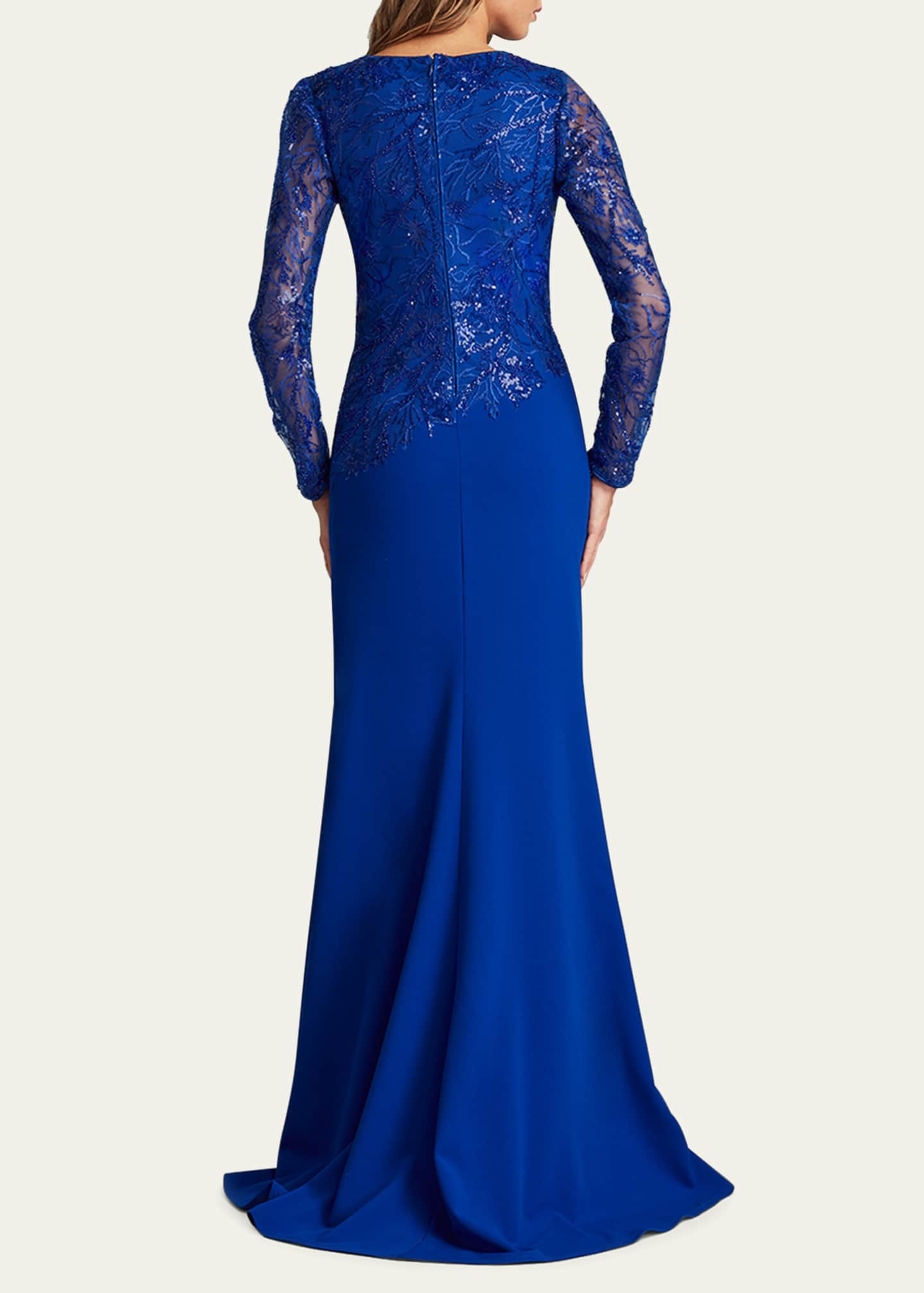 Tadashi Shoji A-Line Sequin Lace & Crepe Gown Image 3 of 5
