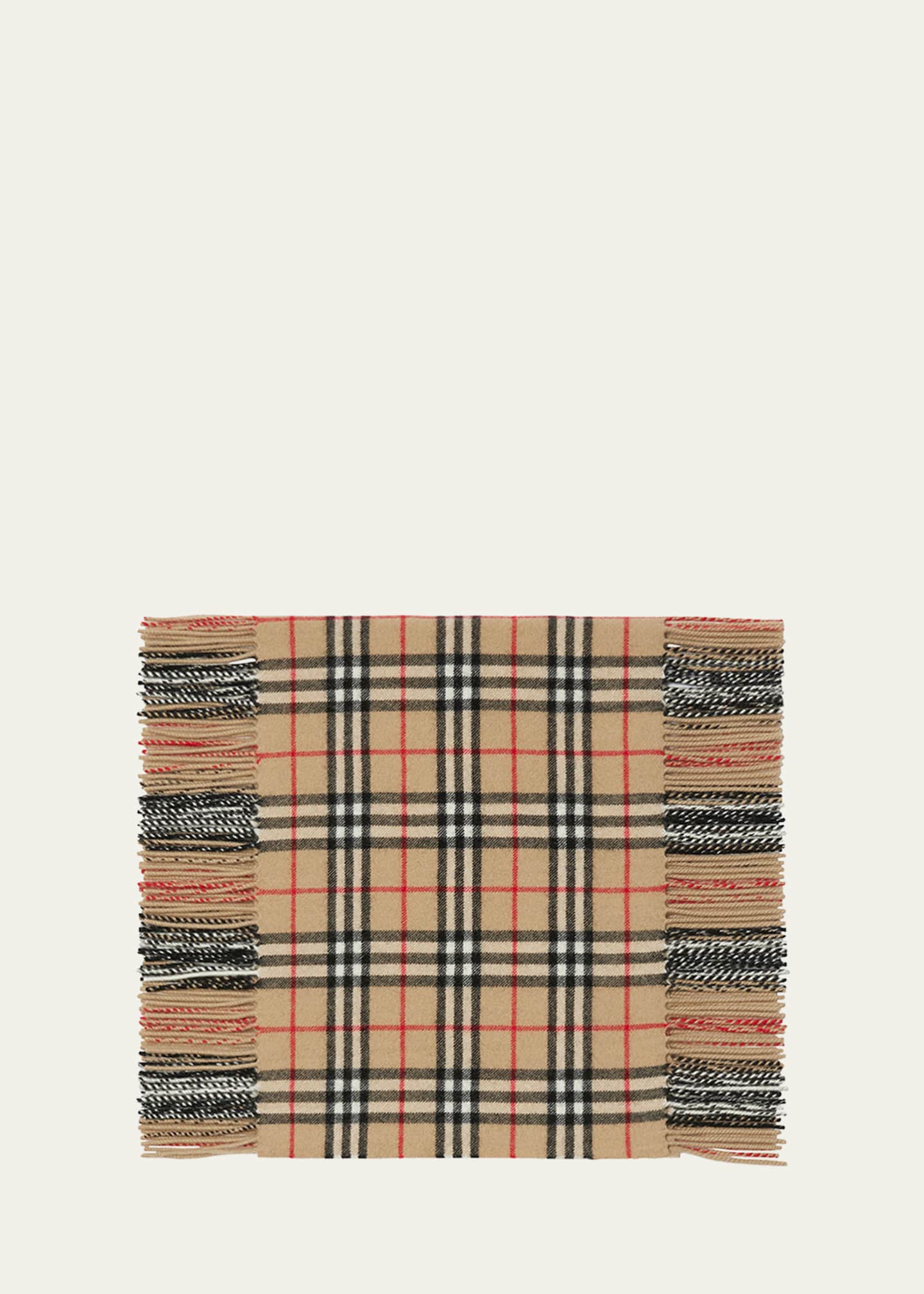 Burberry Vintage Check Fringe Cashmere Scarf Image 3 of 4