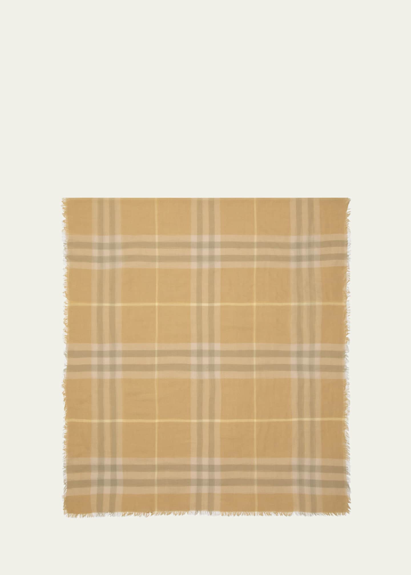Burberry Yellow Lightweight Check Wool Scarf Image 3 of 4