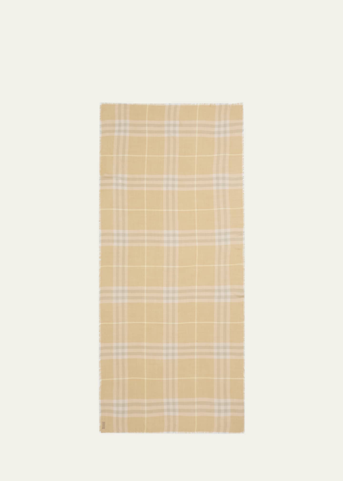 Burberry Yellow Lightweight Check Wool Scarf Image 1 of 4