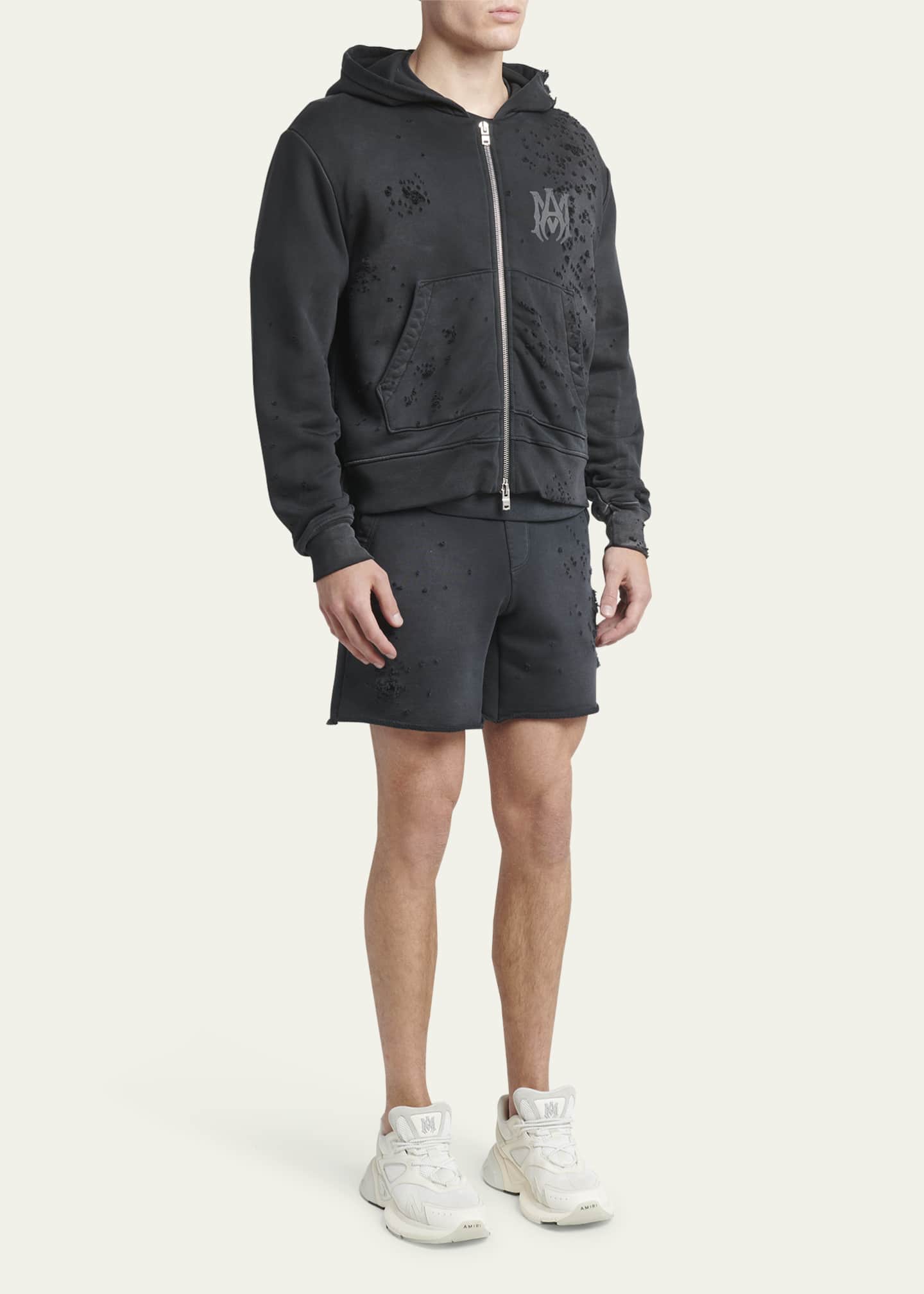 Amiri Men s Faded Terry Shotgun Zip Hoodie Bergdorf Goodman