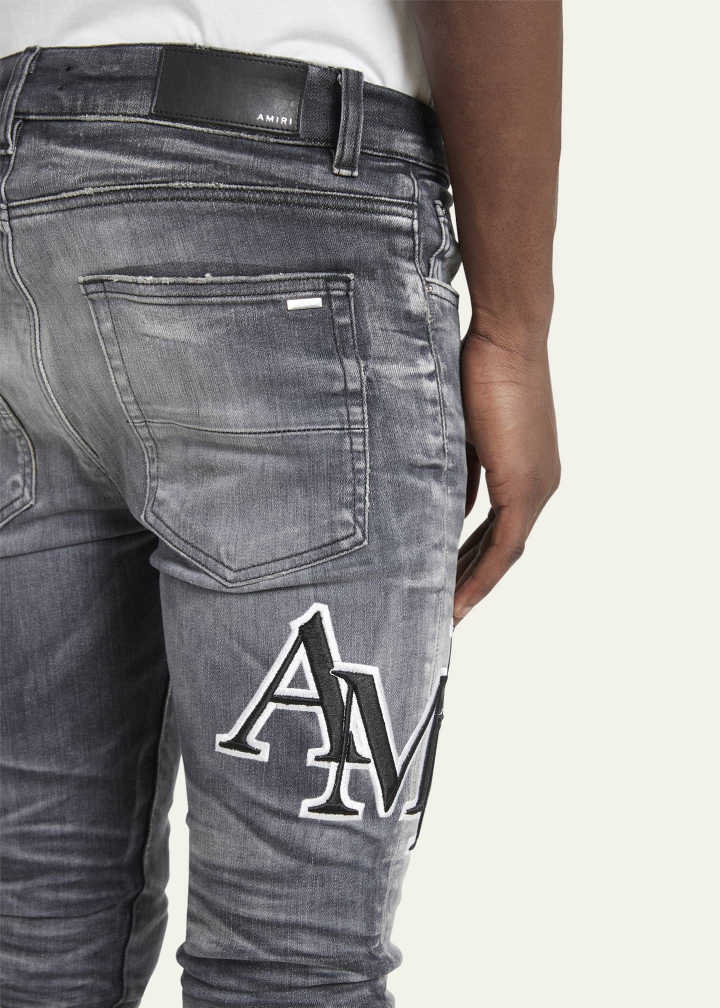 AMIRI, Staggered Logo Distressed Jeans, Men