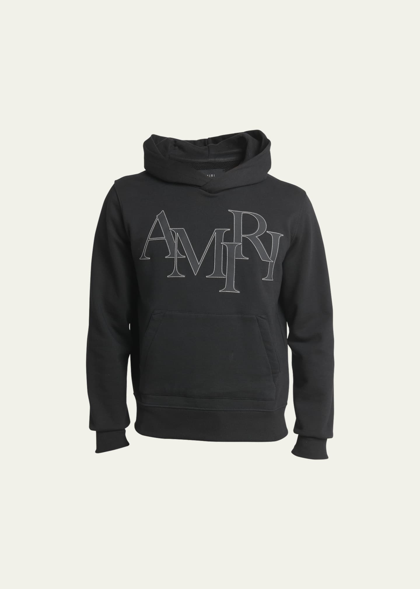 Amiri Staggered Logo Hoodie Black