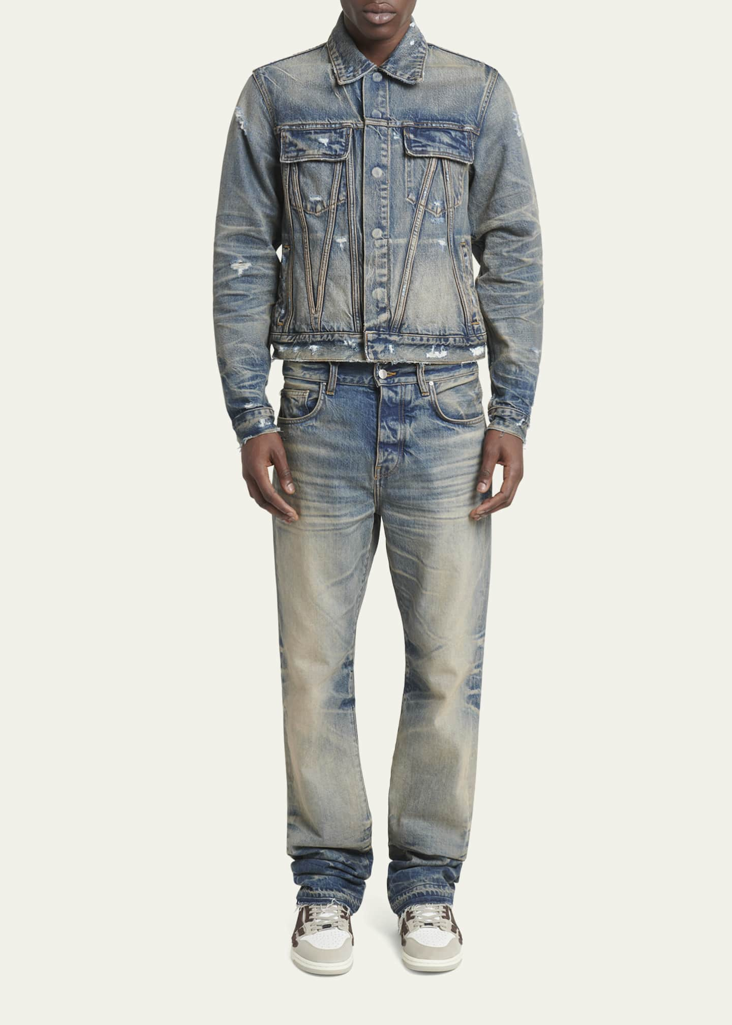 Amiri Men's Faded Denim MA Trucker Jacket