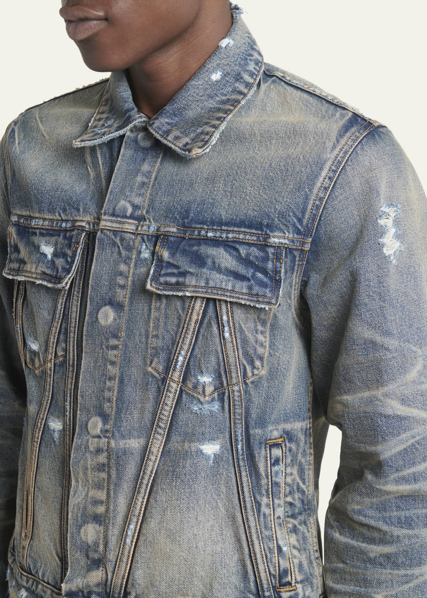 Amiri Men s Faded Denim MA Trucker Jacket