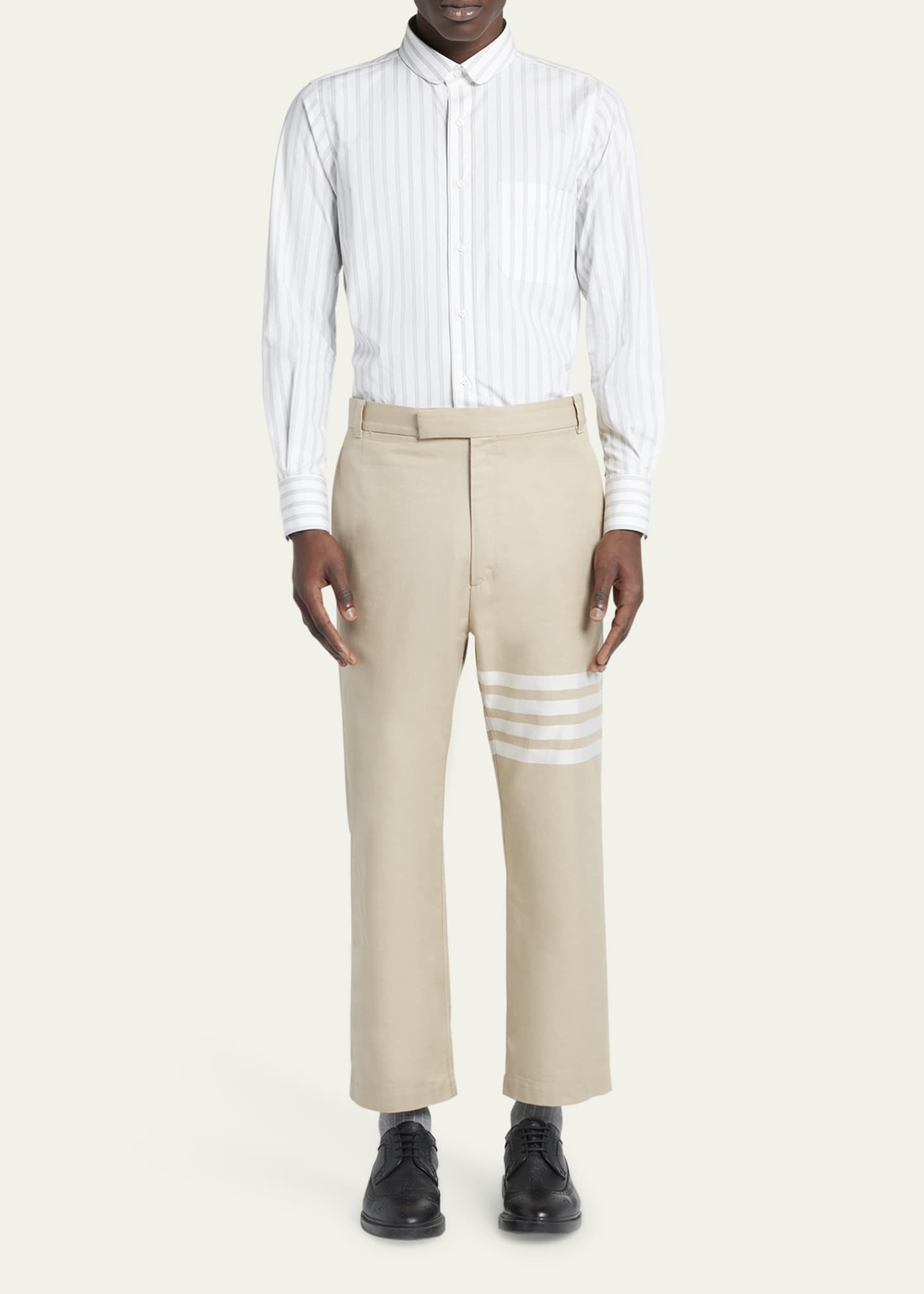 Thom Browne Men's 4-Bar Straight-Leg Chino Pants Image 2 of 5