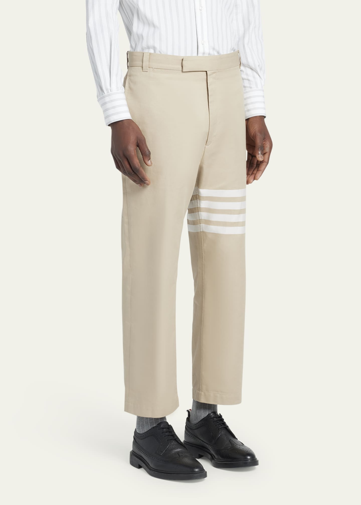Thom Browne Men's 4-Bar Straight-Leg Chino Pants Image 4 of 5