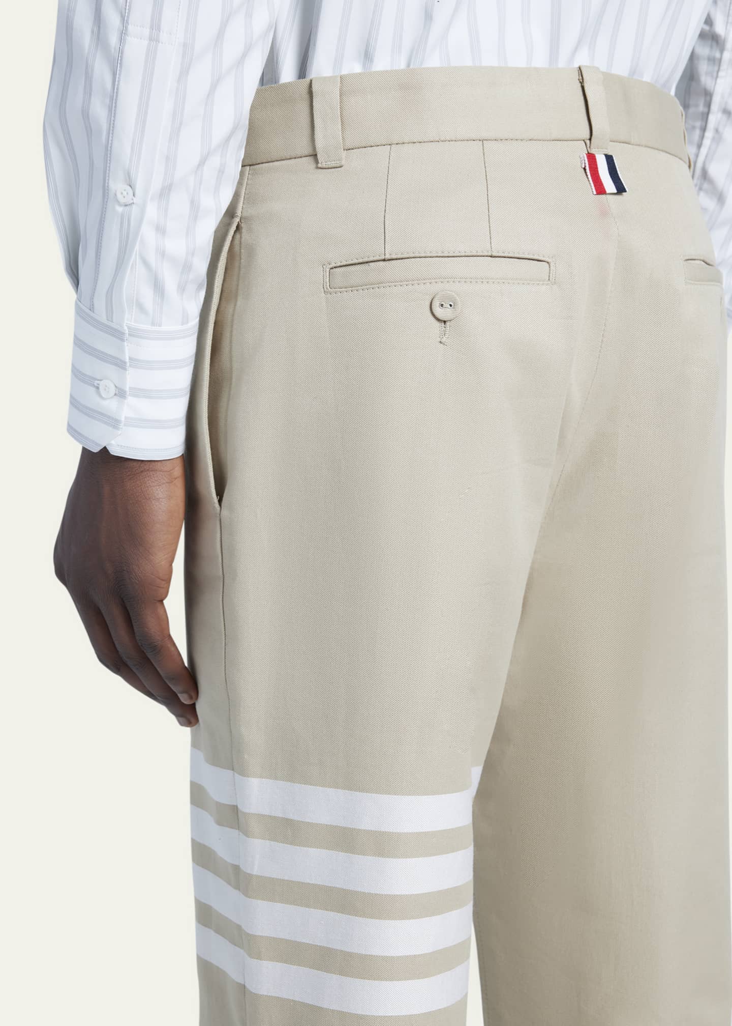 Thom Browne Men's 4-Bar Straight-Leg Chino Pants Image 5 of 5