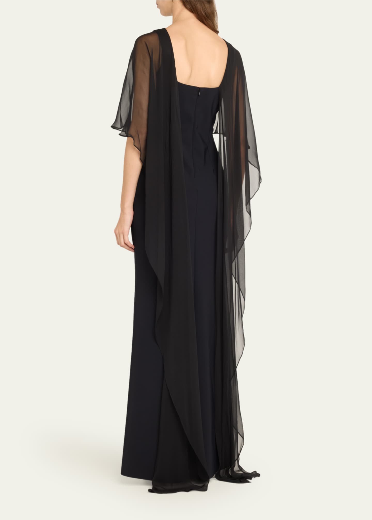 Rickie Freeman for Teri Jon Elbow-Sleeve A-Line Cape Gown Image 3 of 5