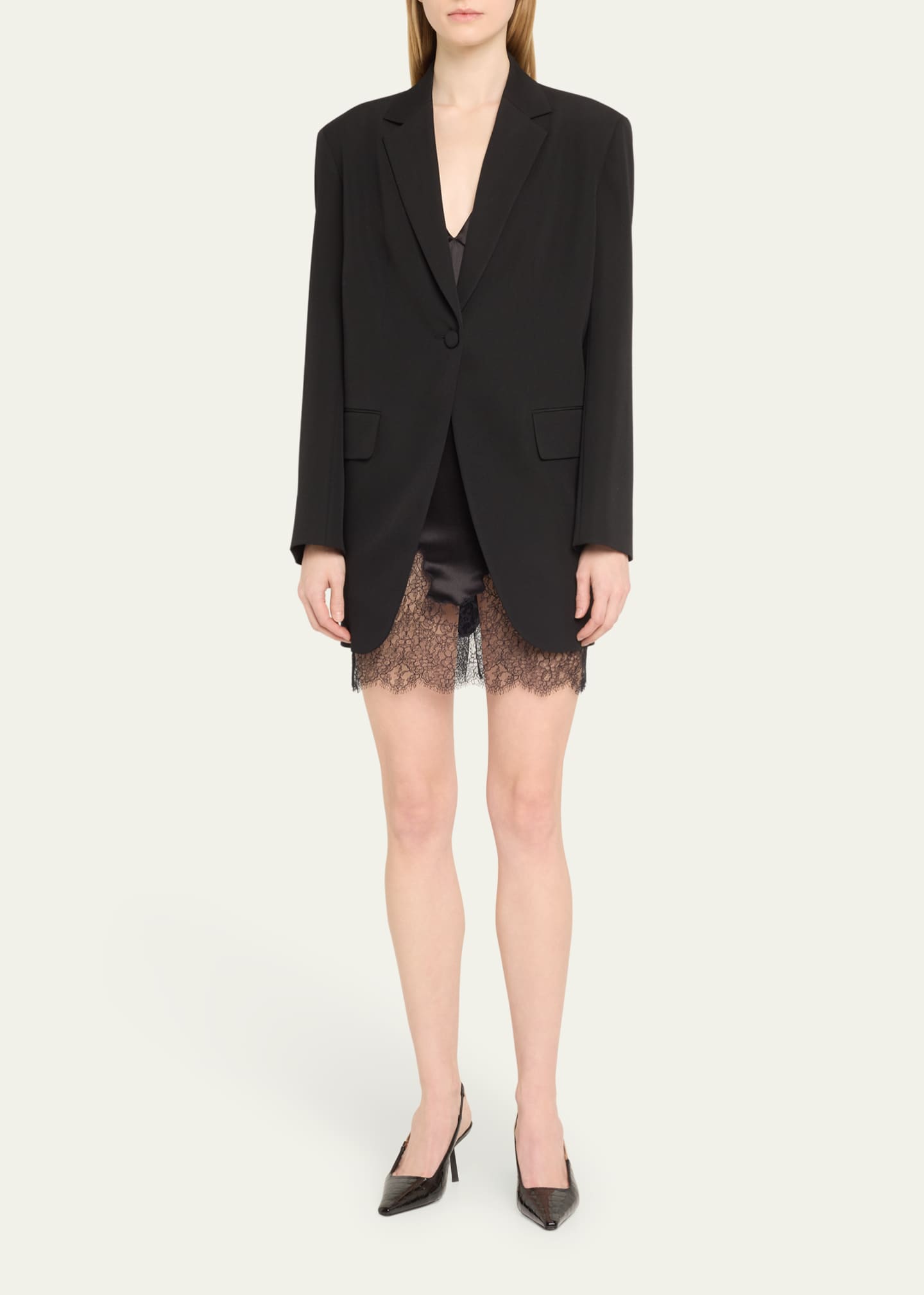 Saint Laurent Blake Croco Slingback Pumps Image 3 of 5