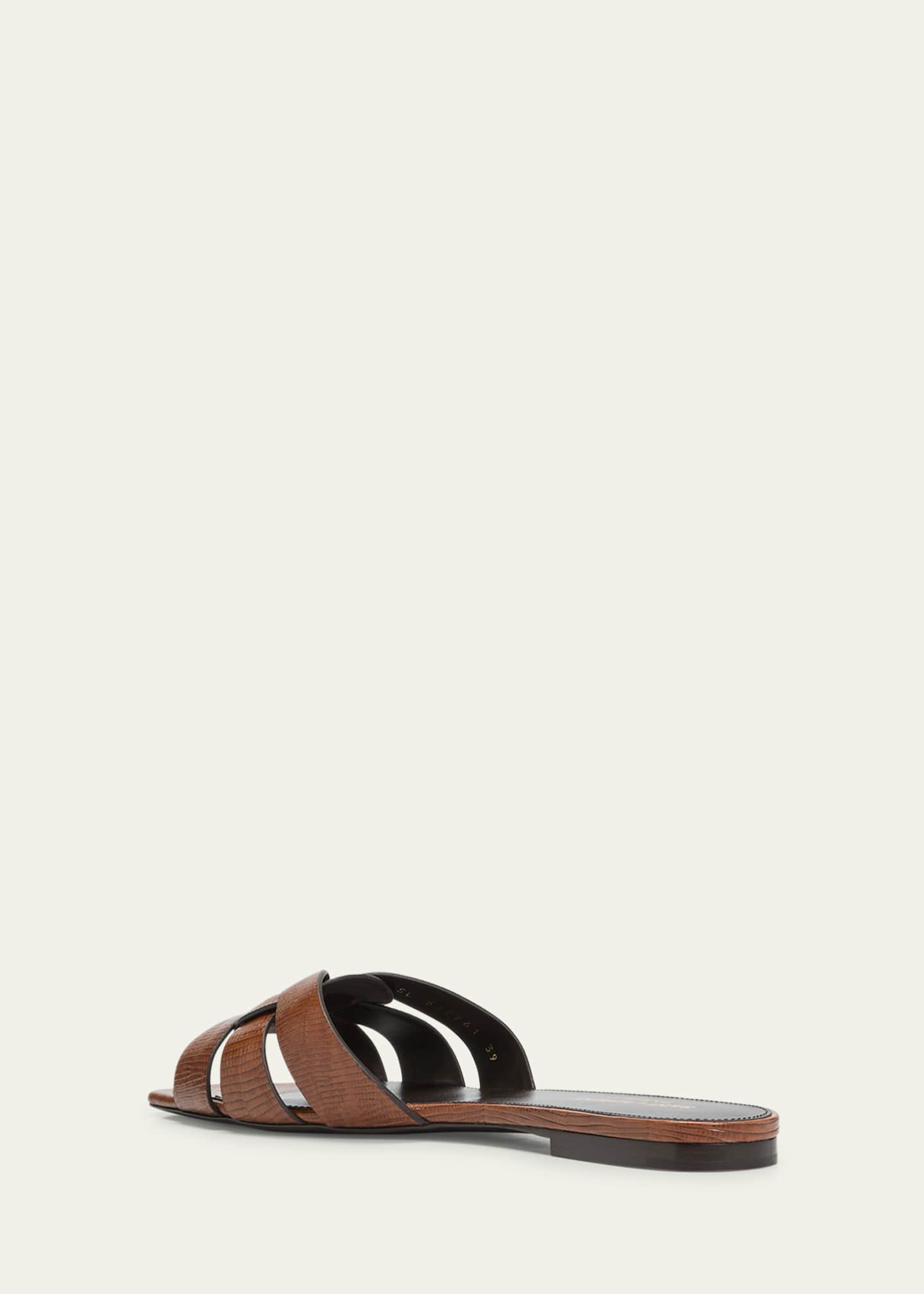Saint Laurent Tribute Woven Tortoise Shell Slide Sandals Image 4 of 5
