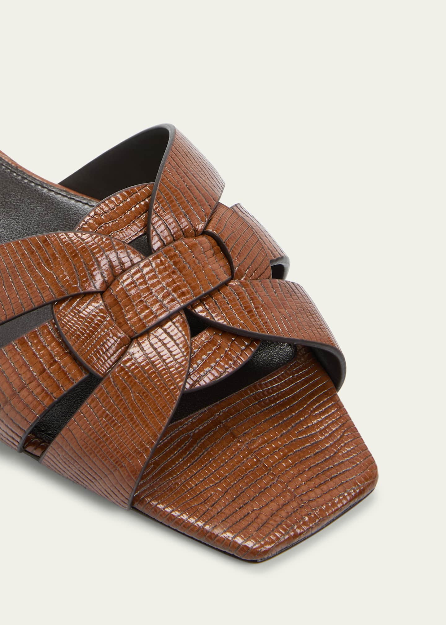 Saint Laurent Tribute Woven Tortoise Shell Slide Sandals Image 5 of 5