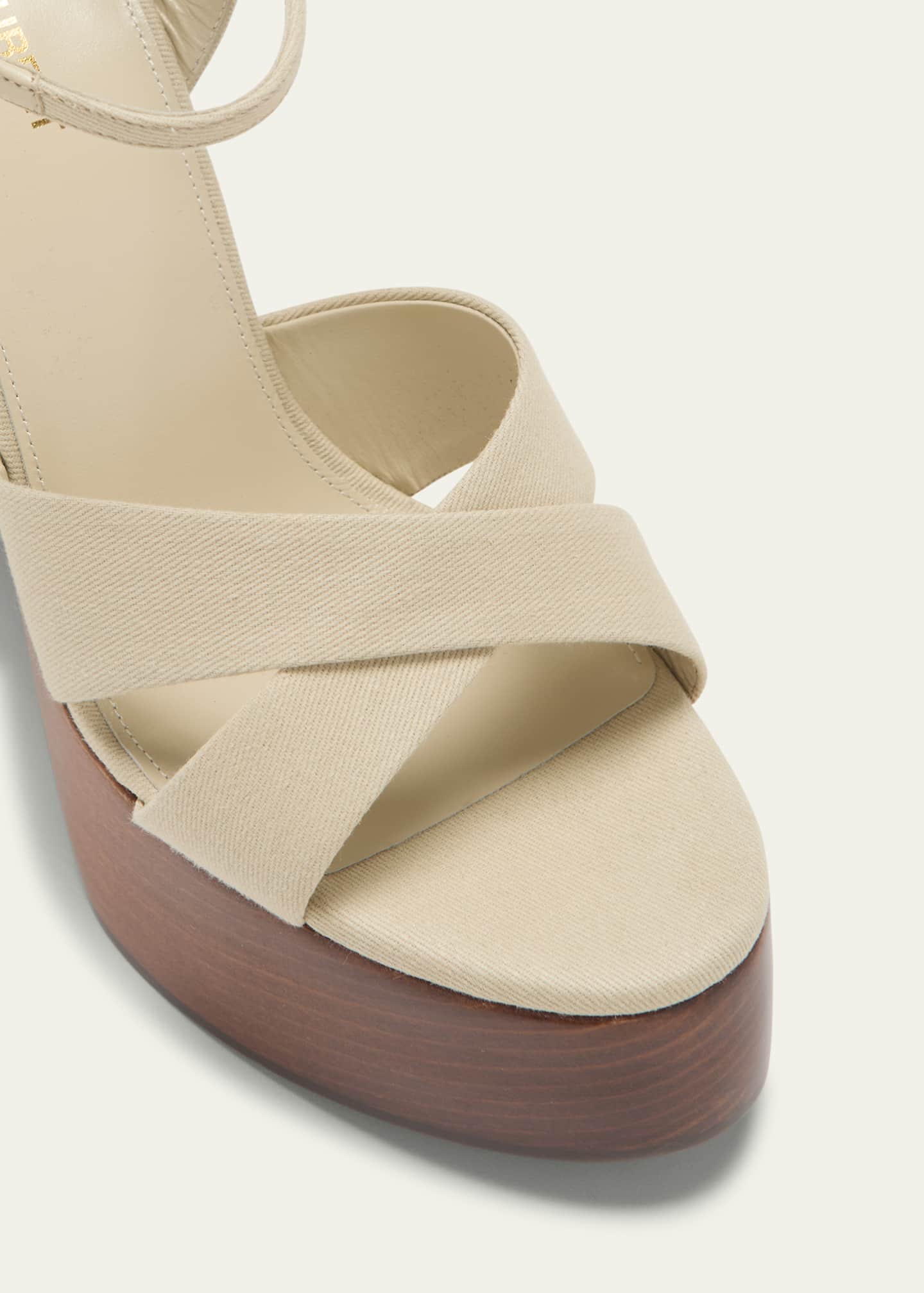 Saint Laurent Bianca Cotton Crisscross Platform Sandals Image 5 of 5