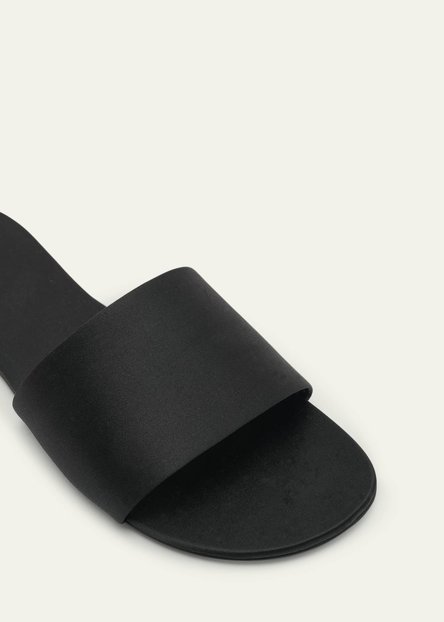 Saint Laurent Carlyle Satin Flat Slide Sandals Image 5 of 5