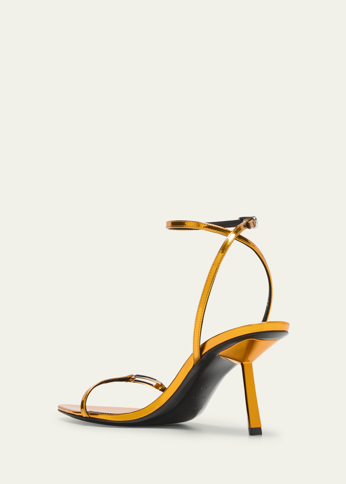 Saint Laurent Sleek Mirror Ankle-Strap Kitty Sandals Image 4 of 5