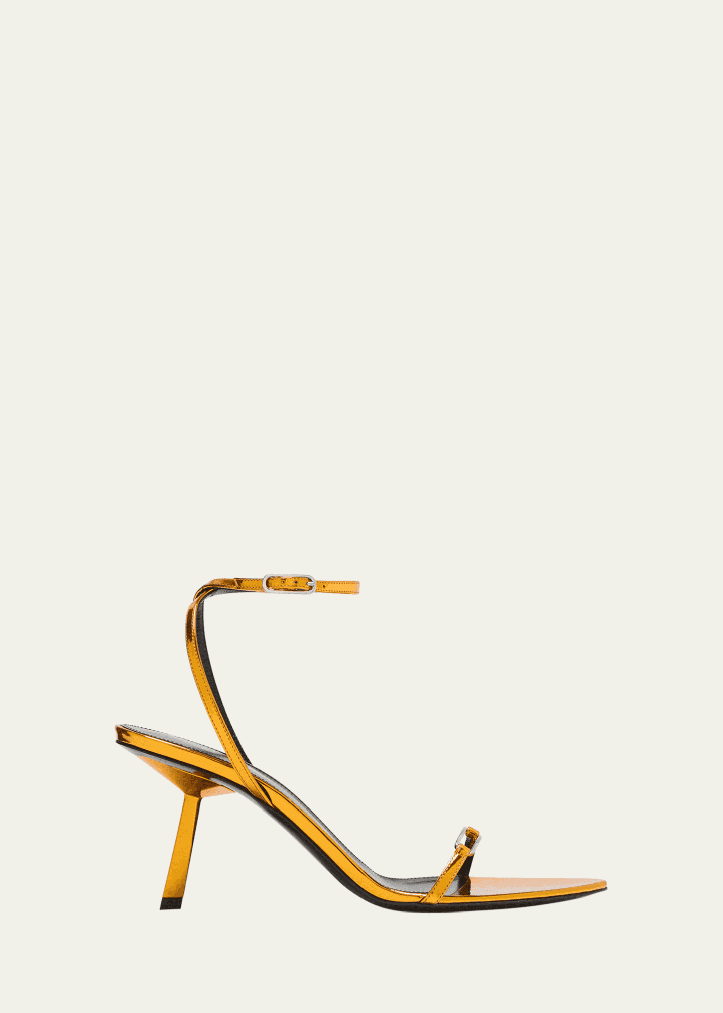 Saint Laurent Sleek Mirror Ankle-Strap Kitty Sandals Image 1 of 5