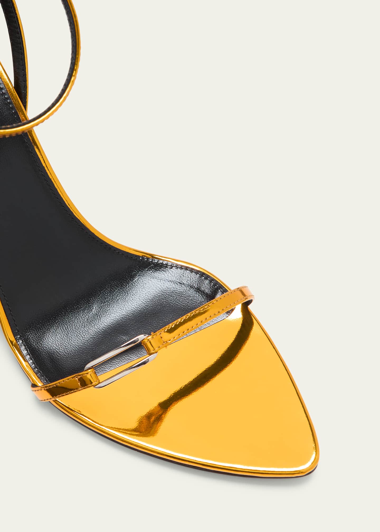 Saint Laurent Sleek Mirror Ankle-Strap Kitty Sandals Image 5 of 5