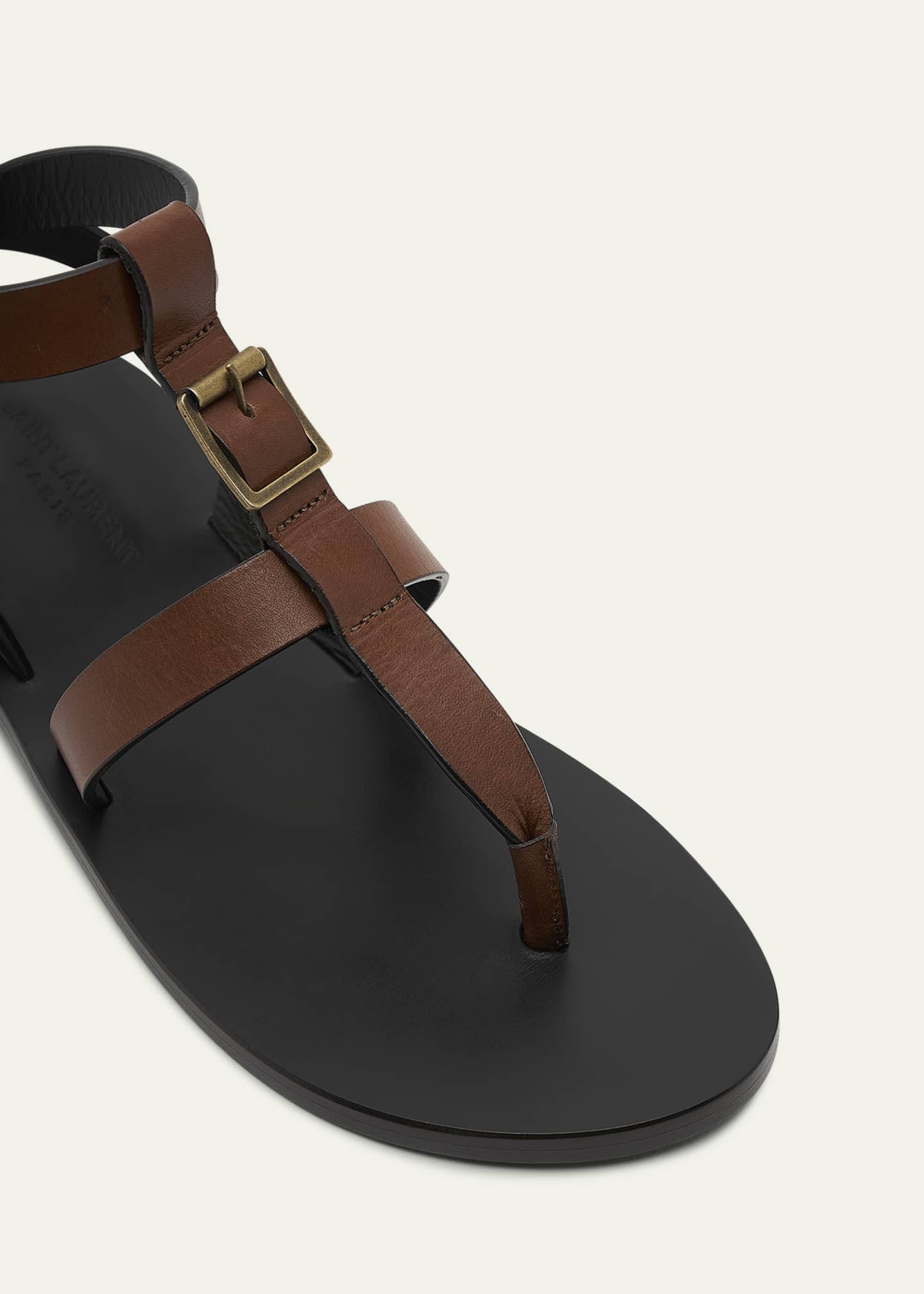 Saint Laurent Hardy Leather Ankle-Strap Thong Sandals Image 5 of 5