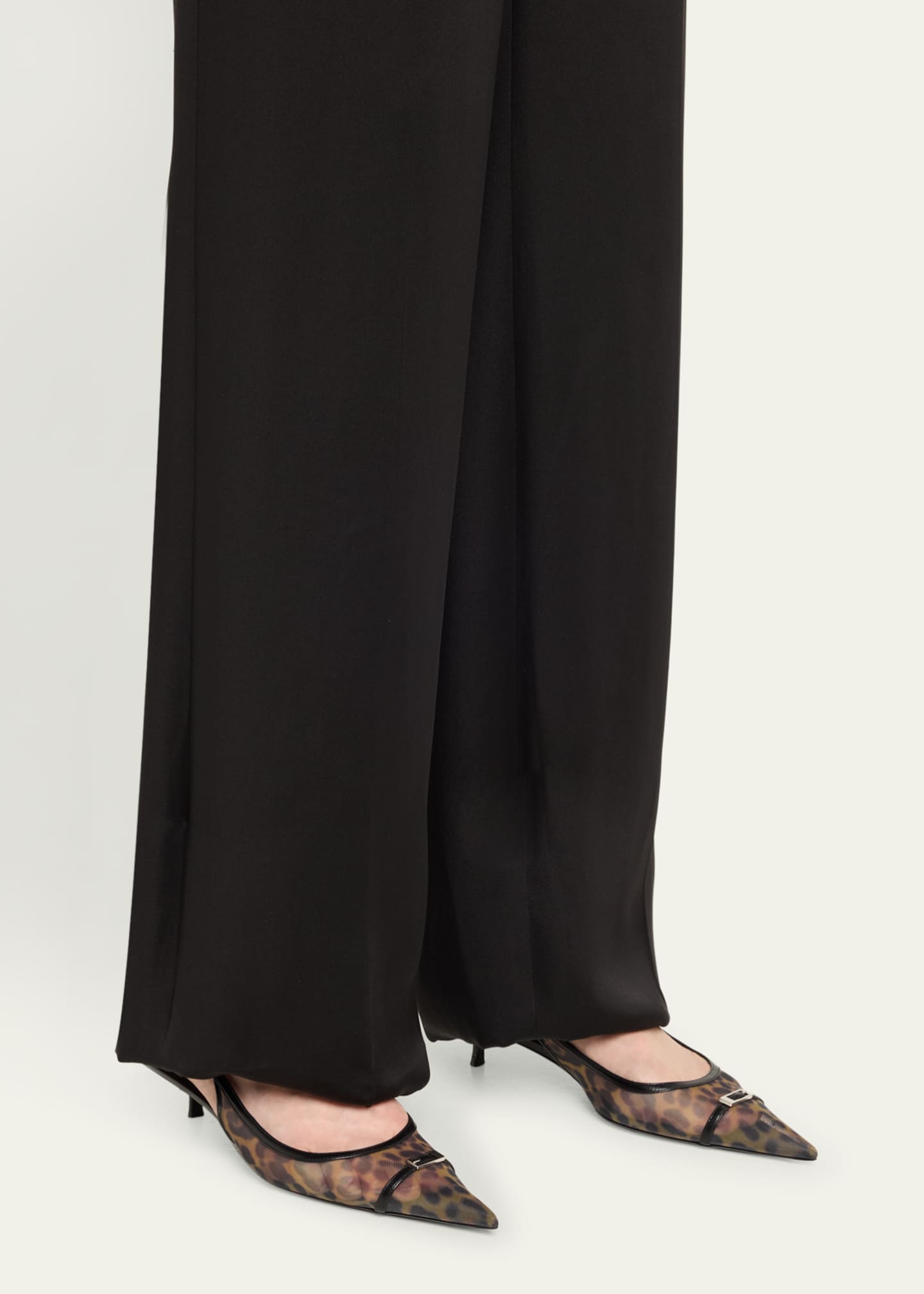Saint Laurent Oxalis Leopard Mesh Slingback Pumps Image 2 of 5