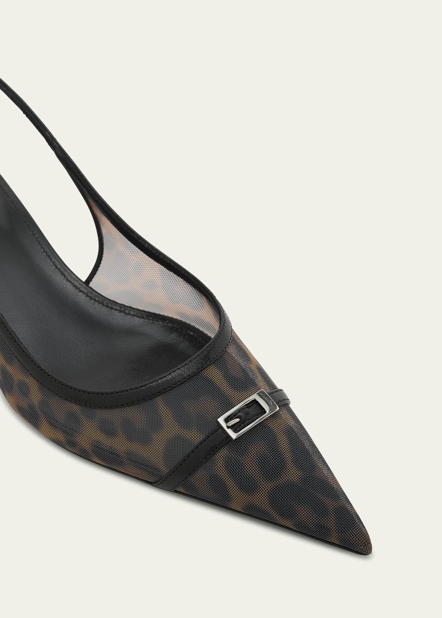 Saint Laurent Oxalis Leopard Mesh Slingback Pumps Image 5 of 5