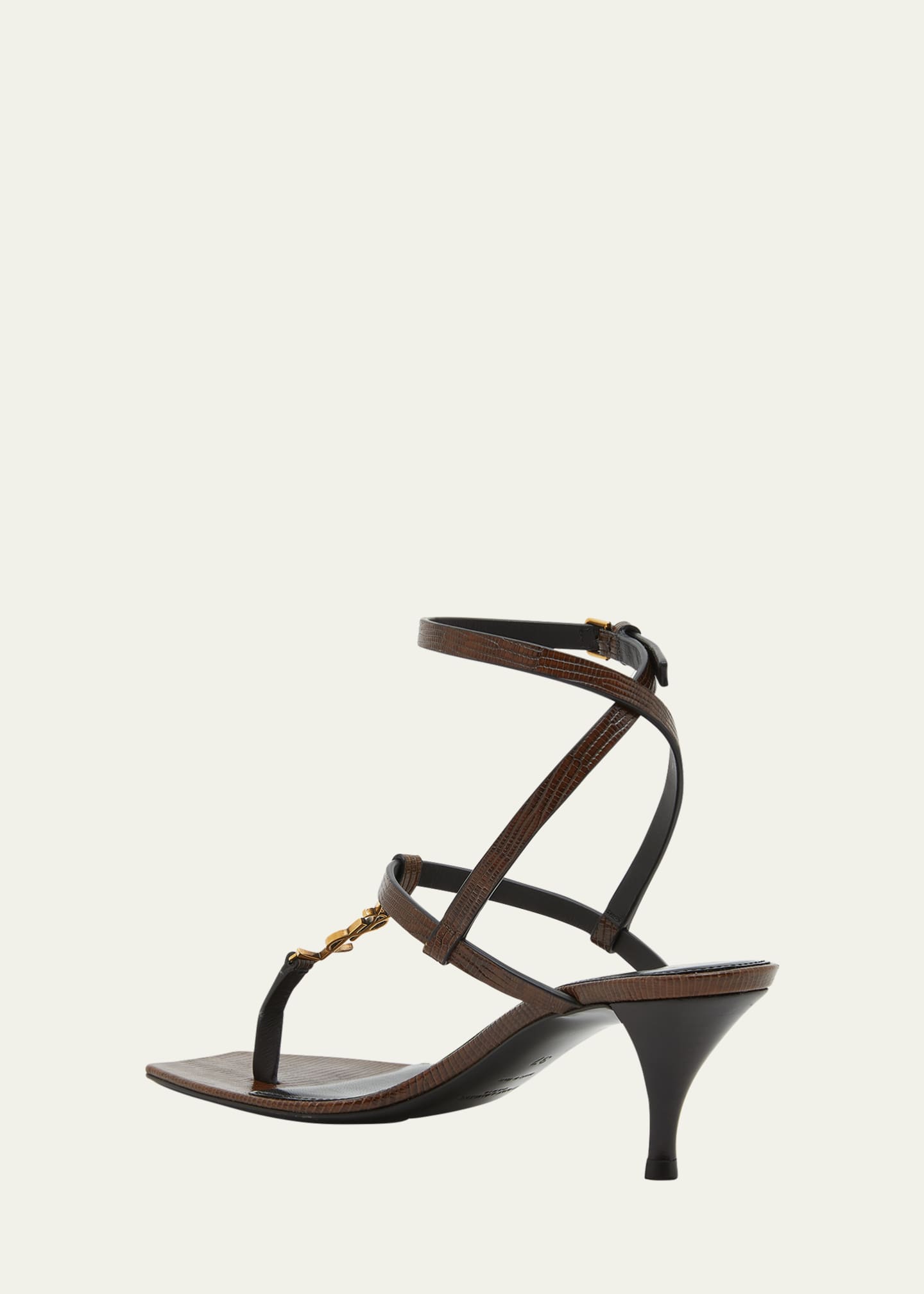 Saint Laurent Cassandra Leather YSL Ankle-Strap Sandals Image 4 of 5