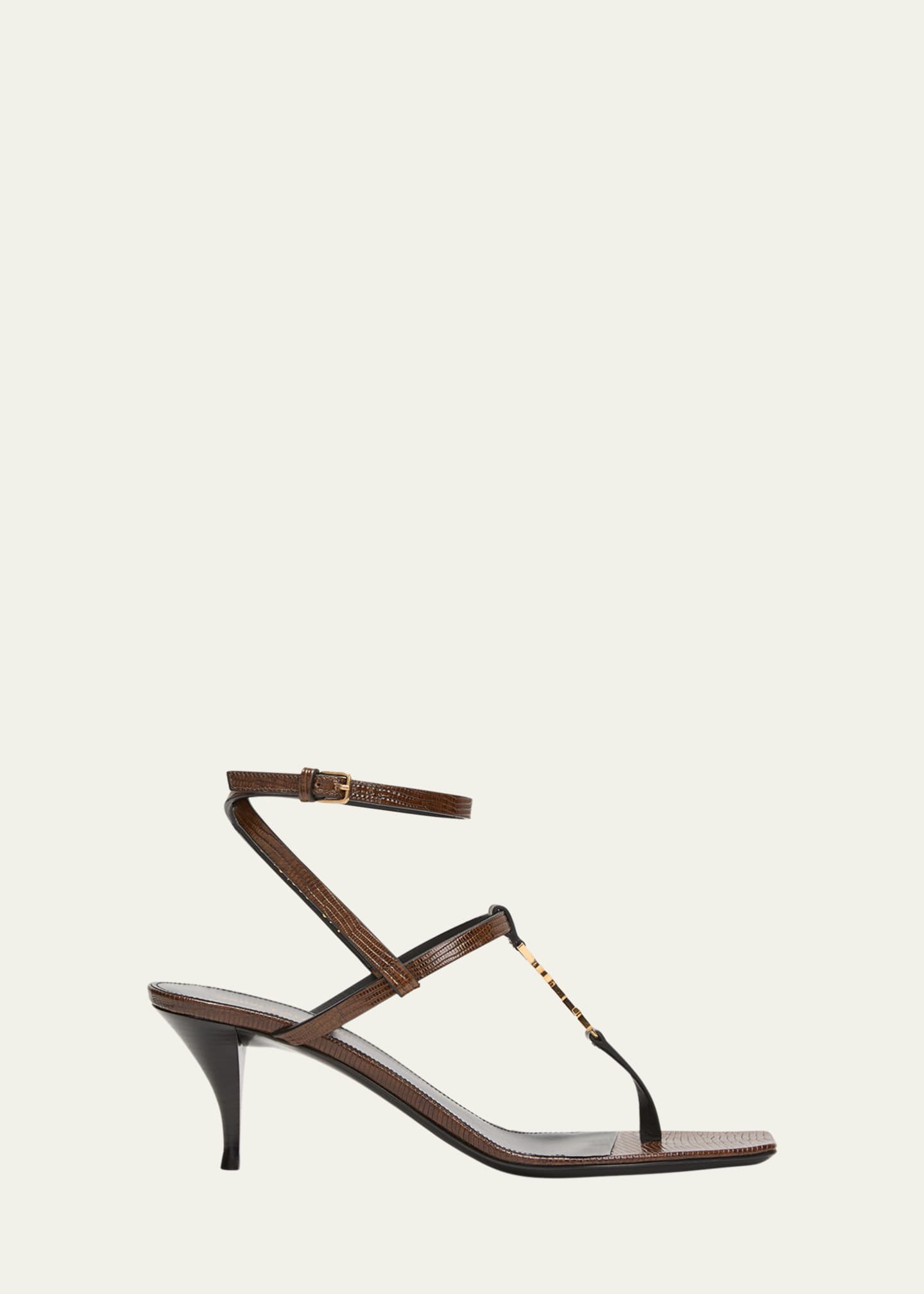 Saint Laurent Cassandra Leather YSL Ankle Strap Sandals Bergdorf Goodman
