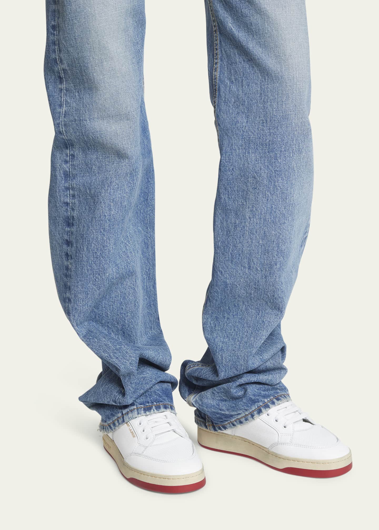 Saint Laurent Bump Bicolor Leather Low-Top Sneakers Image 2 of 5
