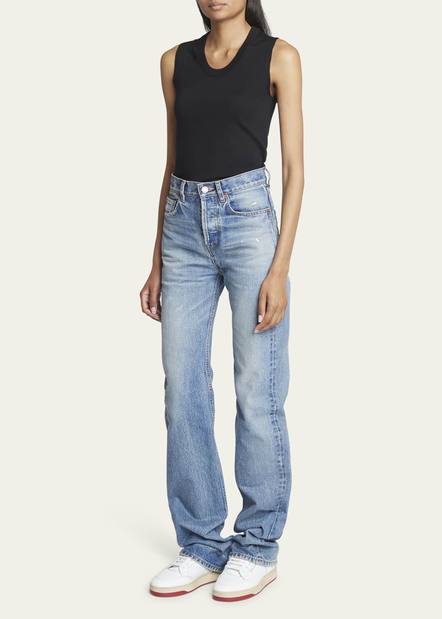 Saint Laurent Bump Bicolor Leather Low-Top Sneakers Image 3 of 5