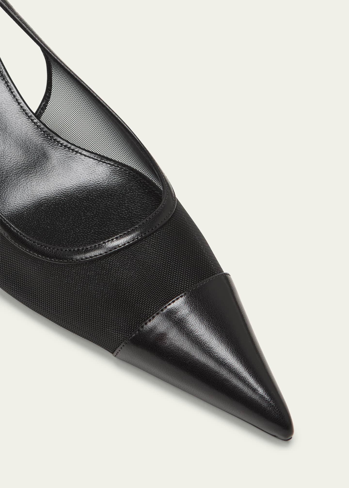 Saint Laurent Oxalis Leather Mesh Slingback Pumps Image 5 of 5