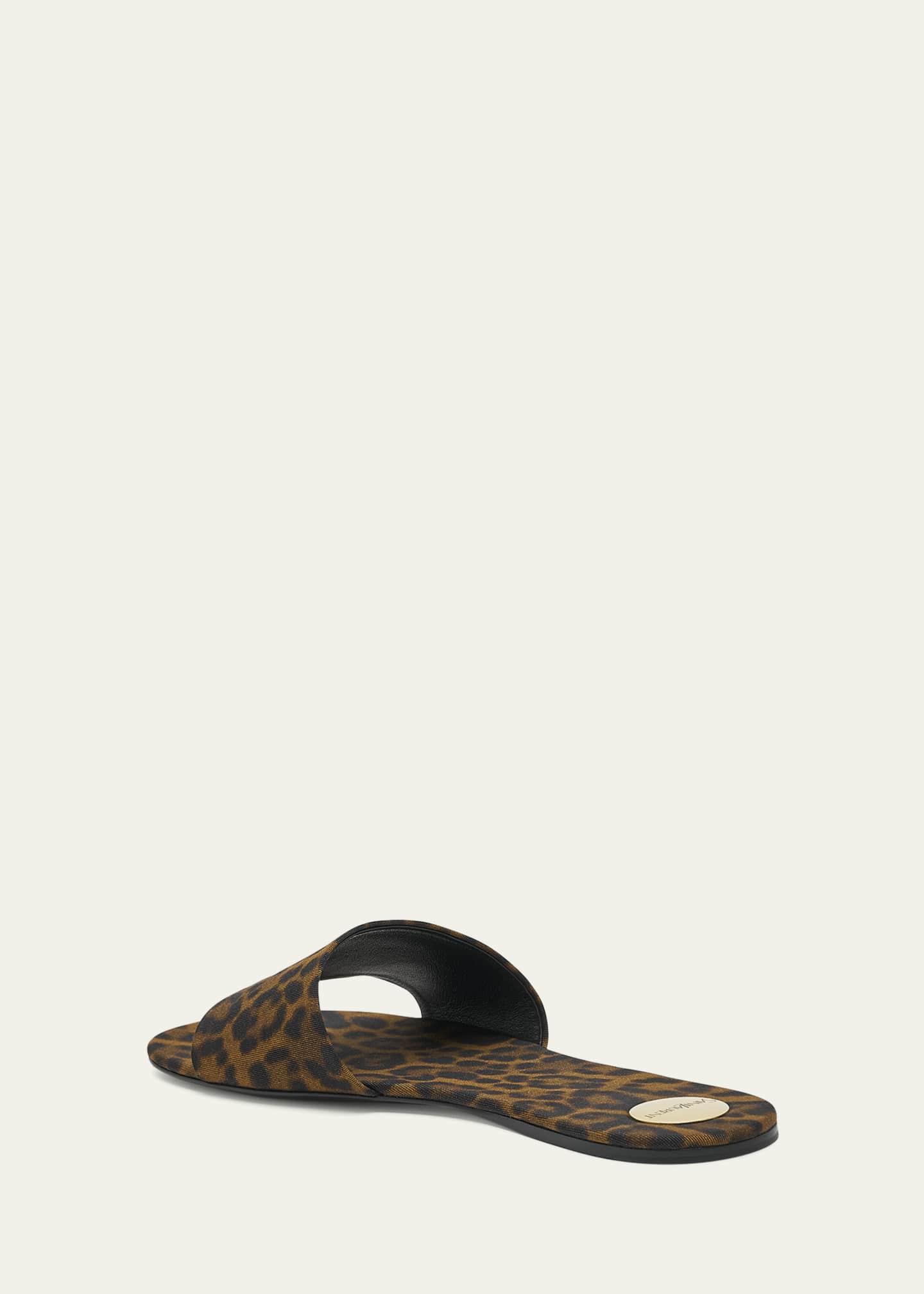Saint Laurent Carlyle Leopard Flat Slide Sandals Image 4 of 5