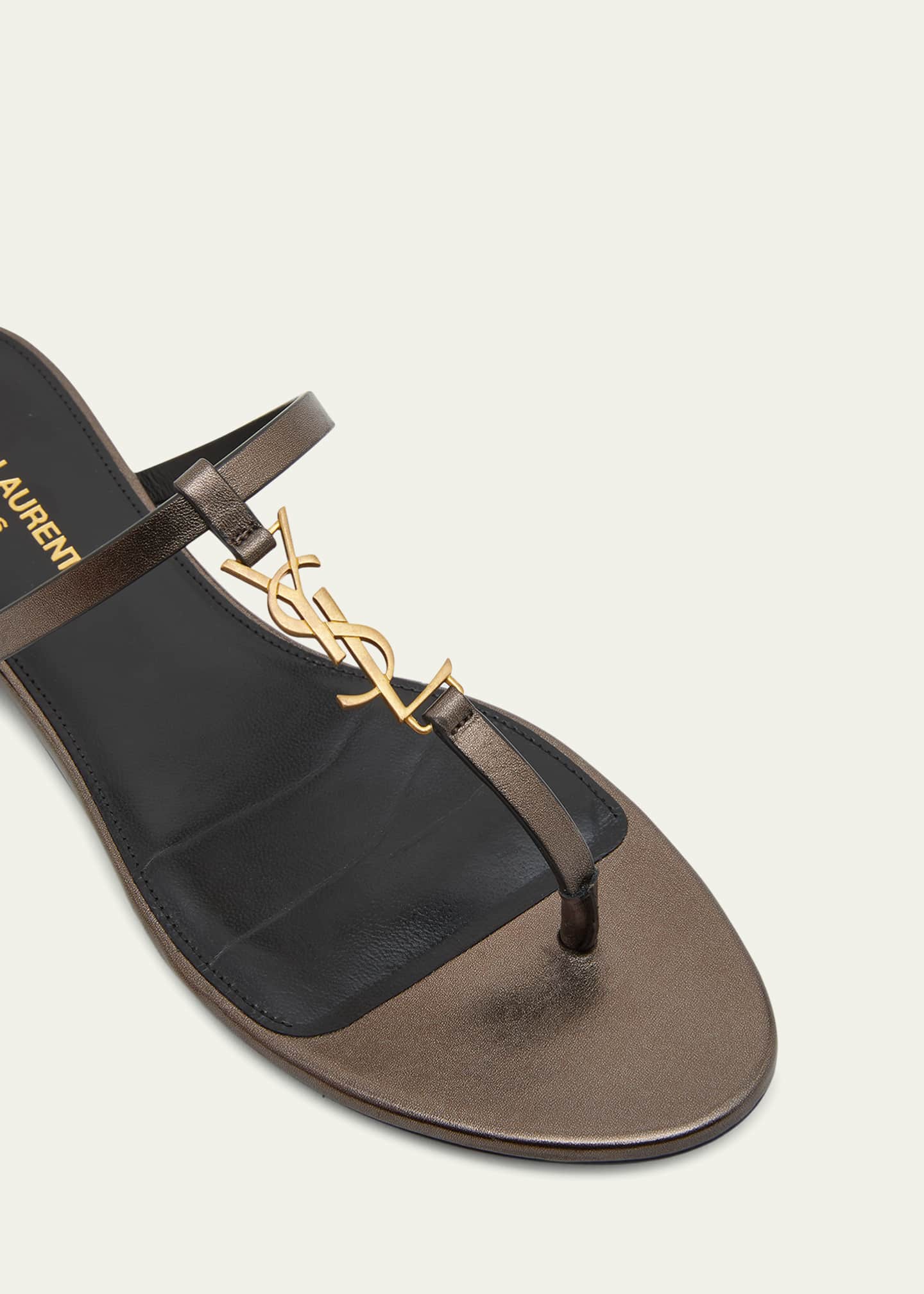 Saint Laurent Cassandra Leather YSL Thong Sandals Bergdorf Goodman