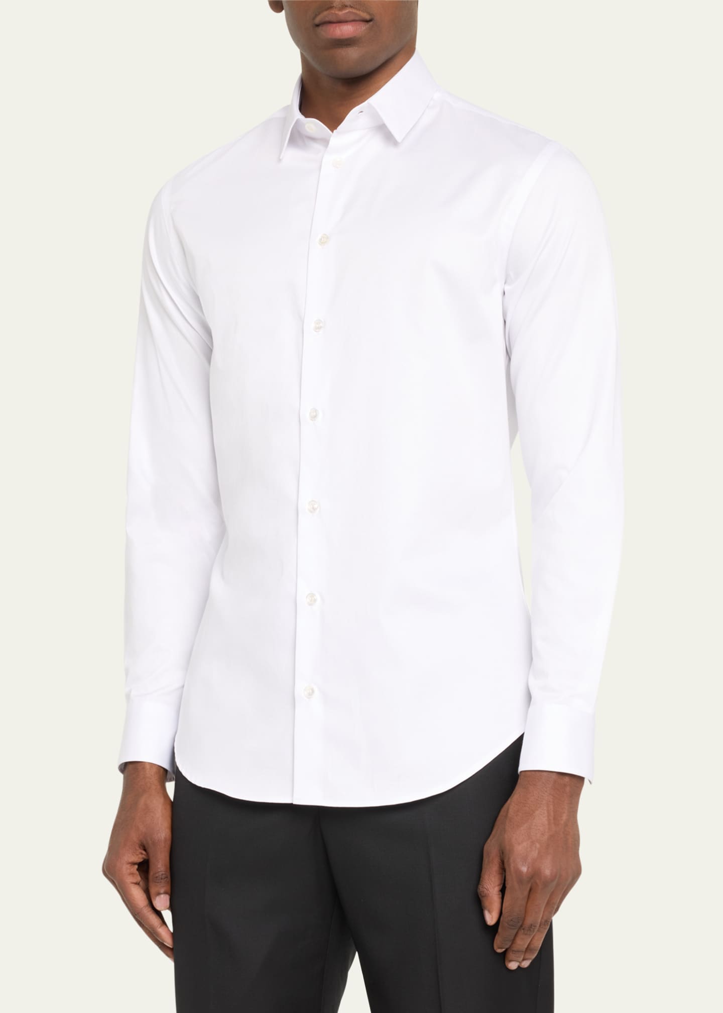 Giorgio Armani Men's Solid Cotton Sport Shirt Image 4 of 5