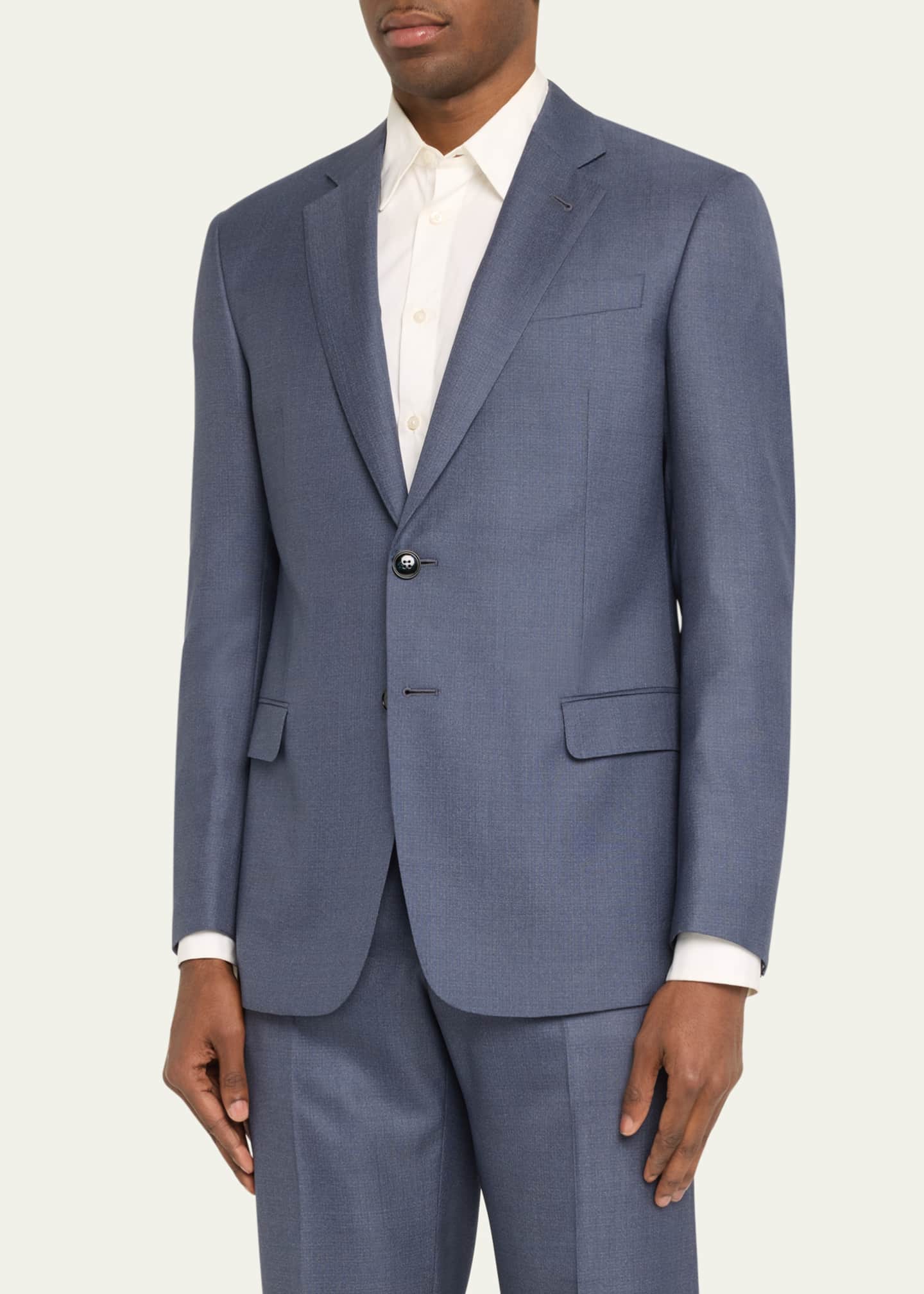 Giorgio Armani Men's Textured Wool-Silk Solid Classic Fit Suit Image 4 of 5
