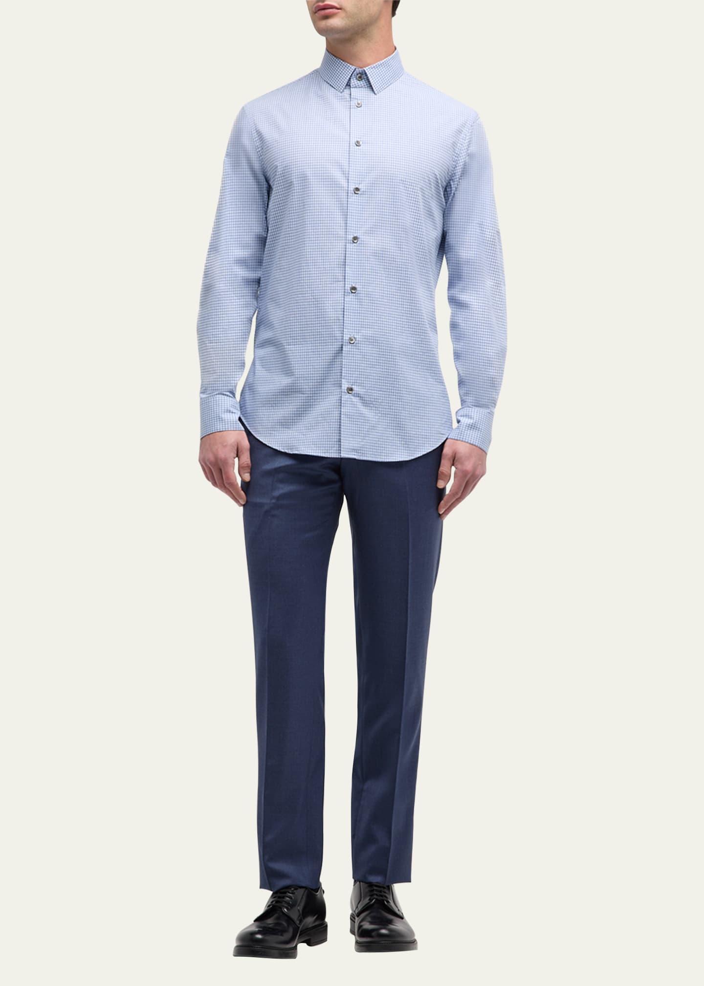 Giorgio Armani Men's Micro-Box Cotton Sport Shirt Image 2 of 5