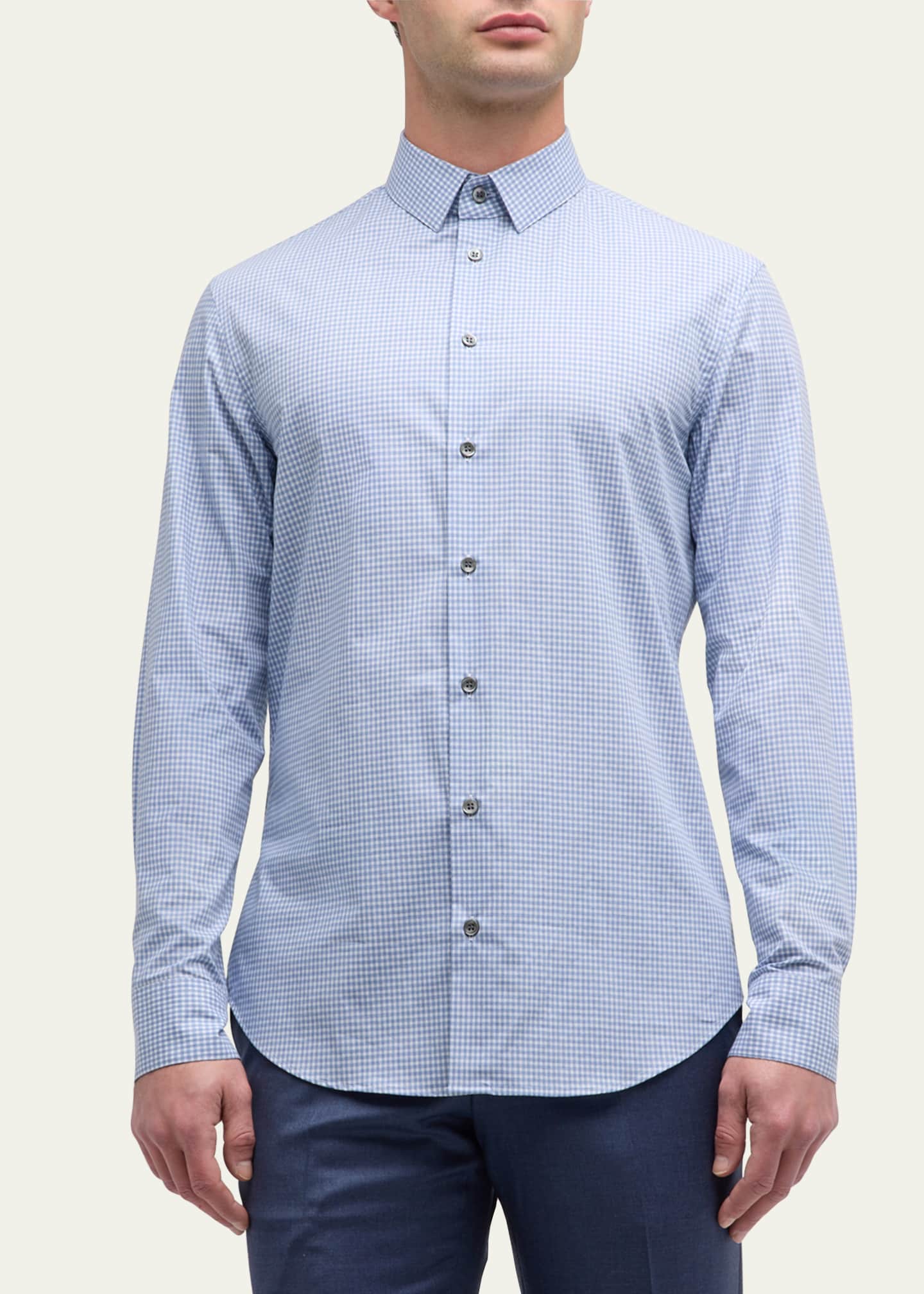 Giorgio Armani Men's Micro-Box Cotton Sport Shirt Image 4 of 5