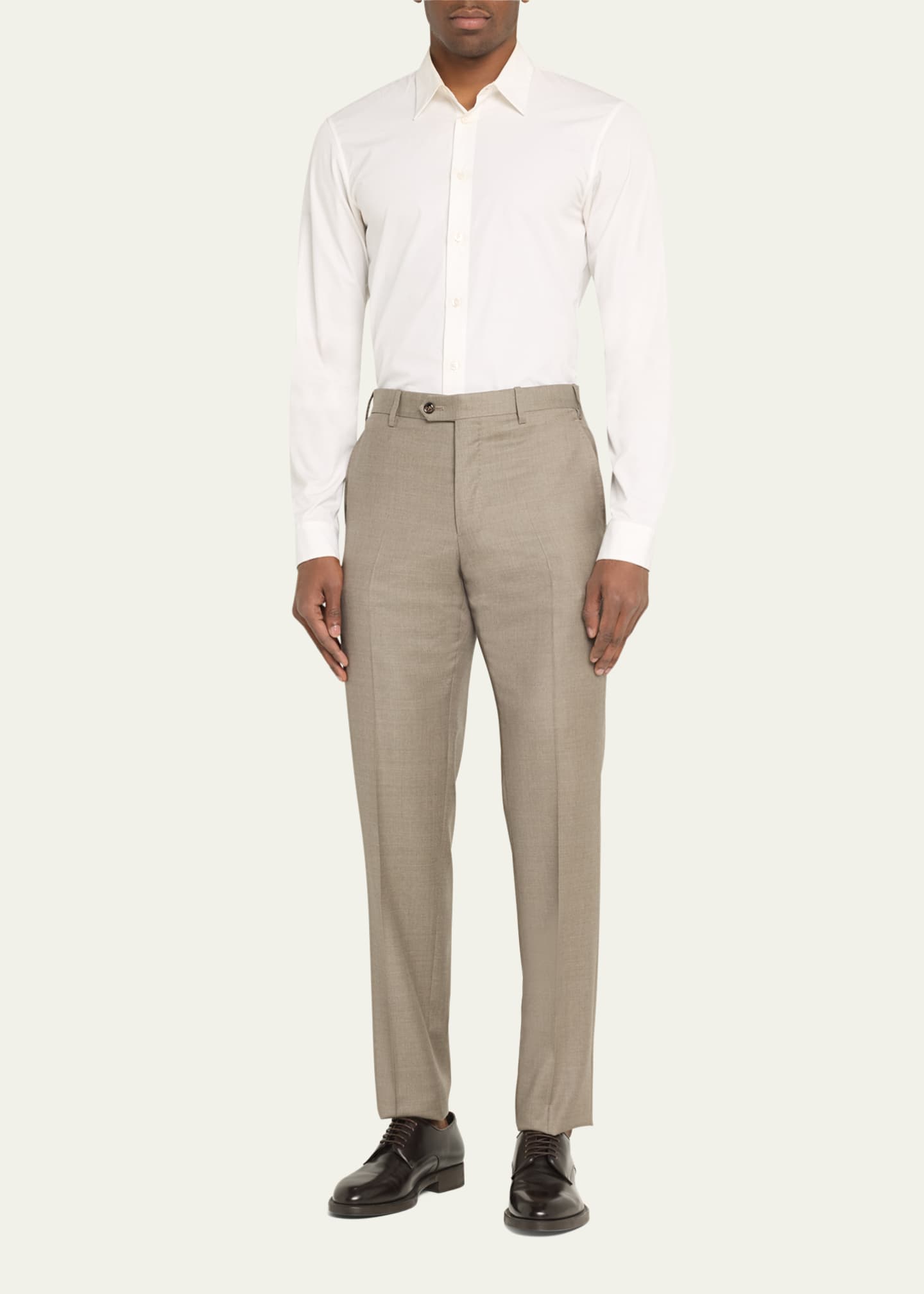 Giorgio Armani Men's Stone Wool Trousers Image 2 of 5