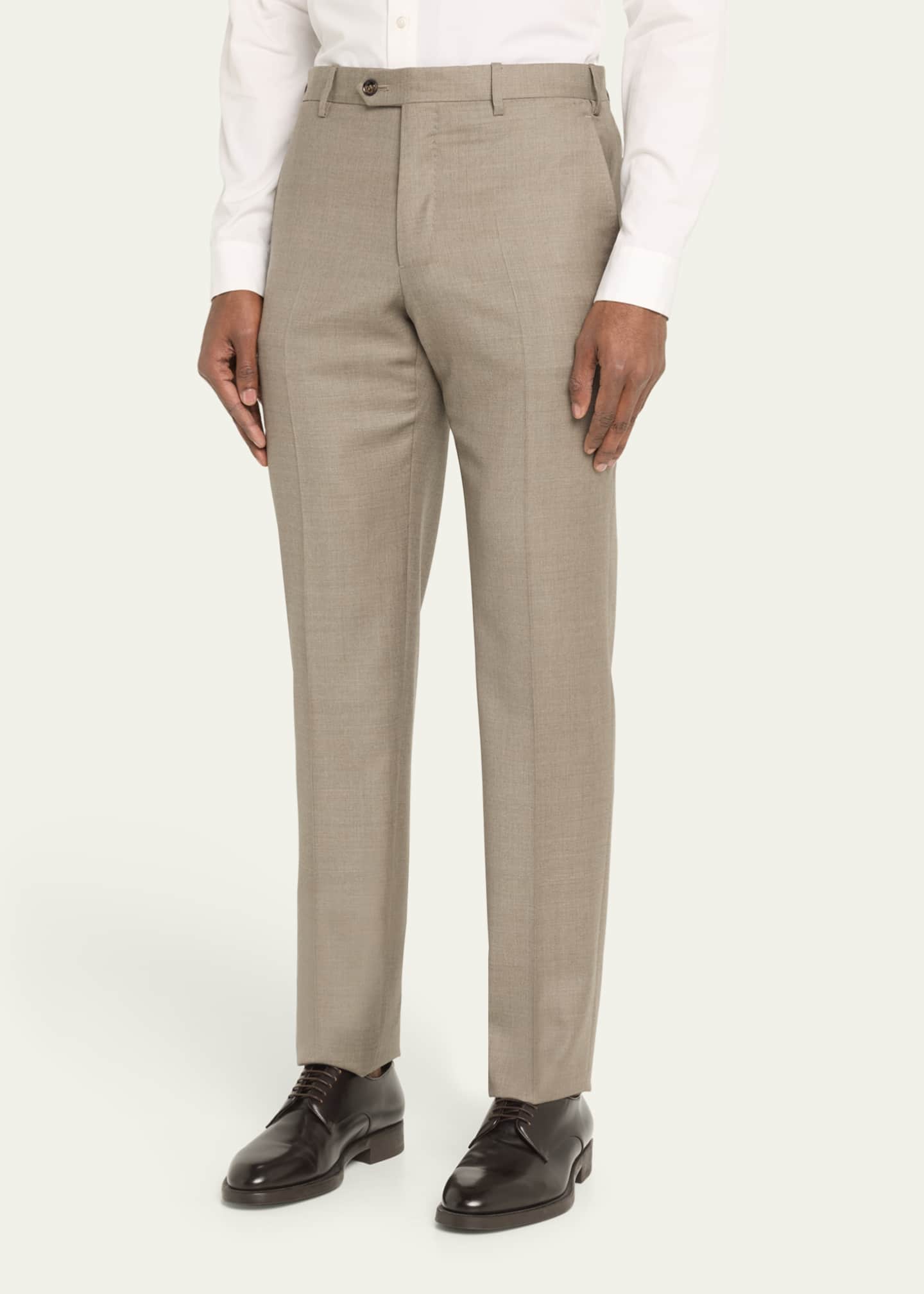 Giorgio Armani Men's Stone Wool Trousers Image 4 of 5