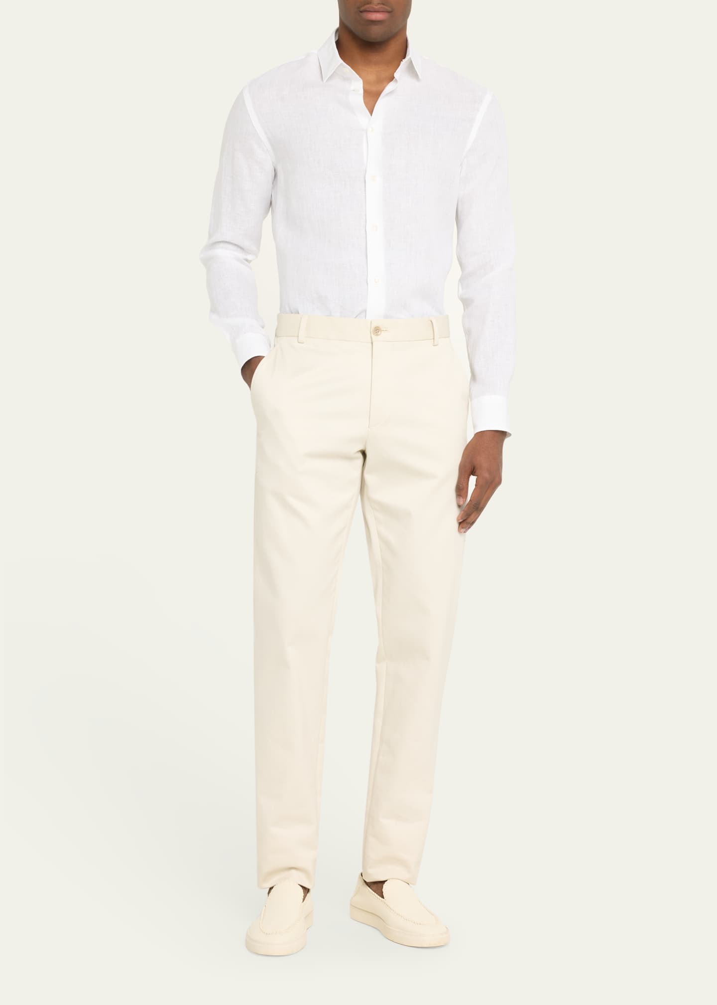 Giorgio Armani Men's Solid Linen Sport Shirt Image 2 of 5