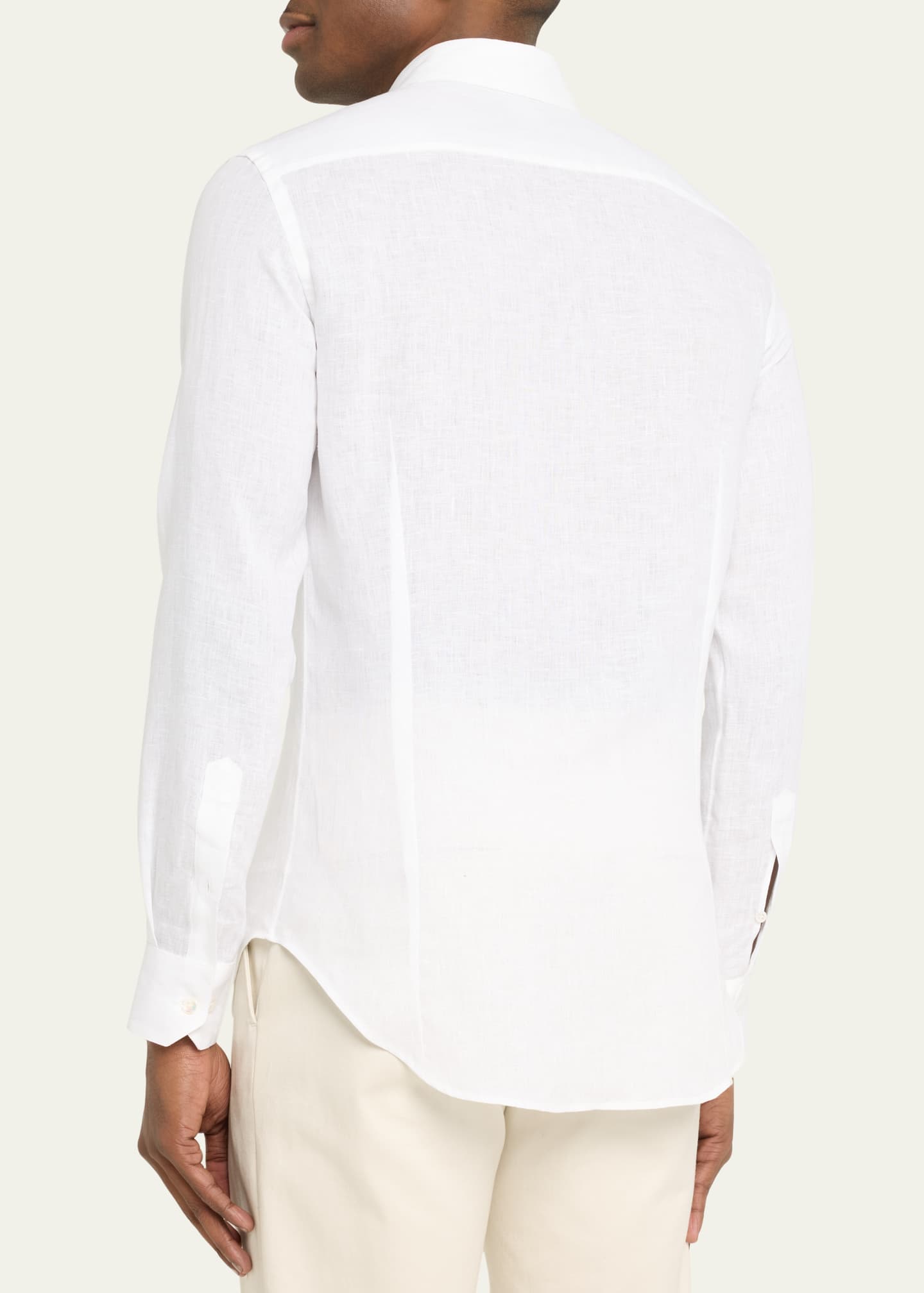 Giorgio Armani Men's Solid Linen Sport Shirt Image 3 of 5