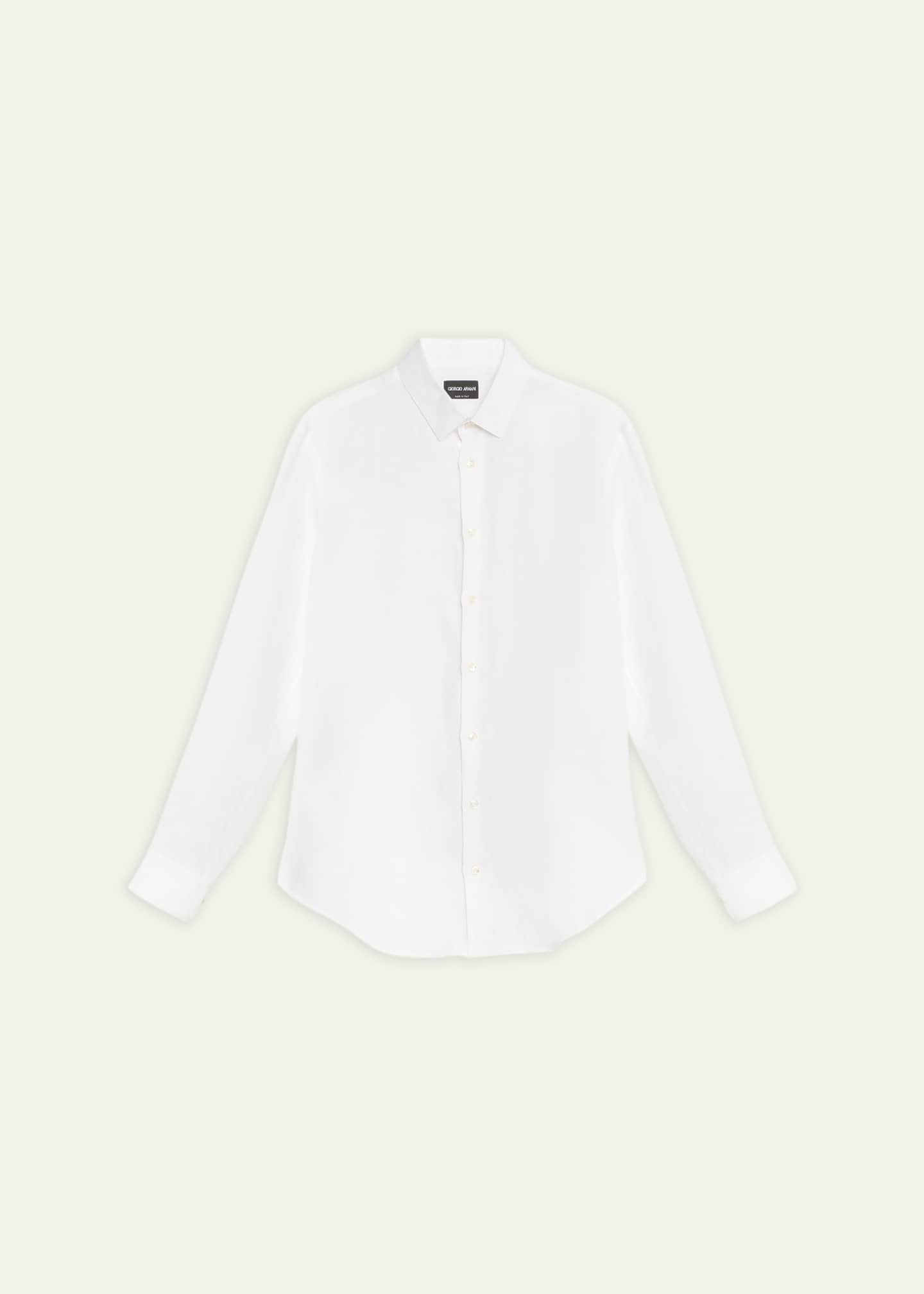 Giorgio Armani Men's Solid Linen Sport Shirt Image 1 of 5