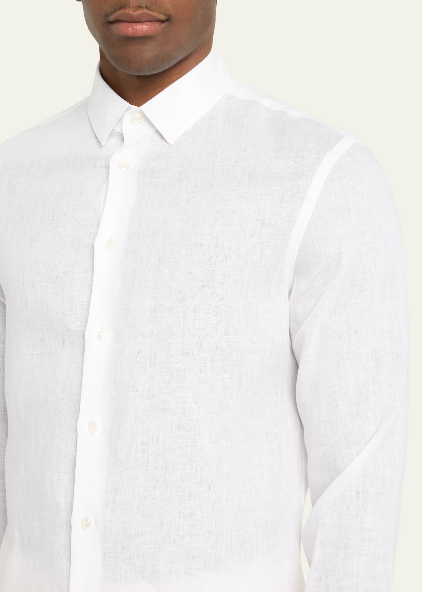 Giorgio Armani Men's Solid Linen Sport Shirt Image 5 of 5